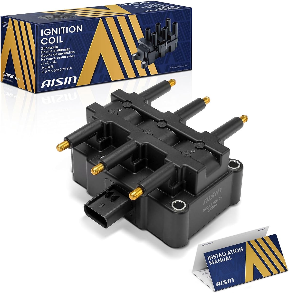 AISIN AFTERMARKET ESCAZ-00192 Ignition Coil | Compatible with Chrysler Pacifica, Town & Country, Dodge Caravan, Grand Caravan, Jeep Wrangler, Volkswagen Routan - 3.3L 3.8L