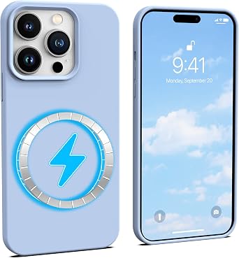 IceSword Magnetic Case for iPhone 14 Pro Max - Clove Purple Silicone Case with Strong Magnets, Microfiber Interior, Slim, Cute Pastel Blue Light, Lilac, 2022, 6.7 inch - Mag14PM-Clove Purple