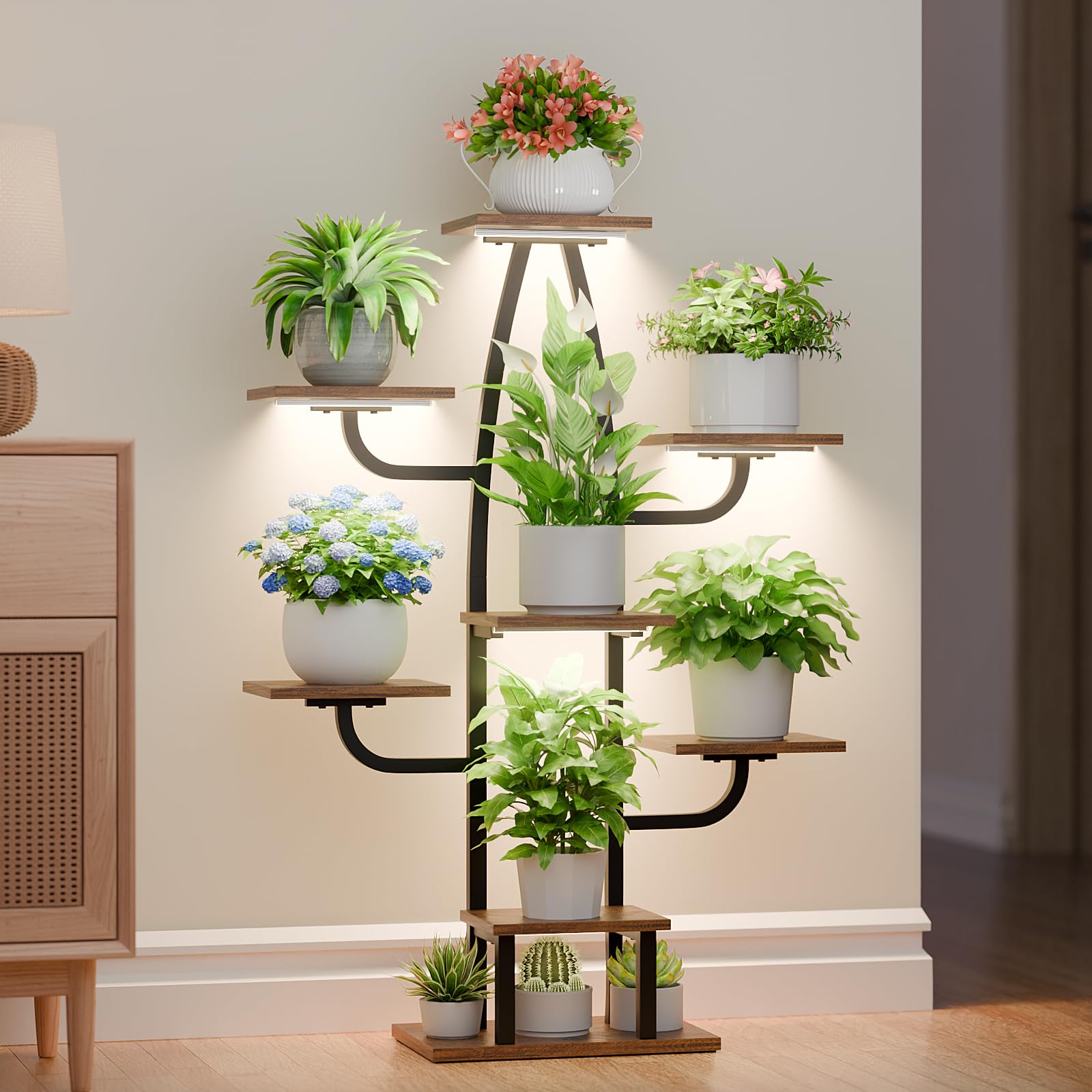 BEVAURORA Plant Stand Indoor with Grow Light - 8 Tier Plant Stand Indoor, 43