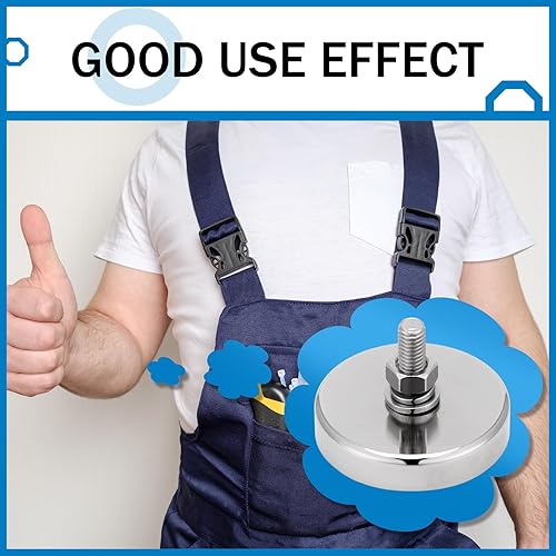 Miniatura 6 de Therwen 10 imanes redondos de neodimio de 150 libras con perno roscado macho M6, imanes resistentes con tuerca y arandela para iluminación, cámara,