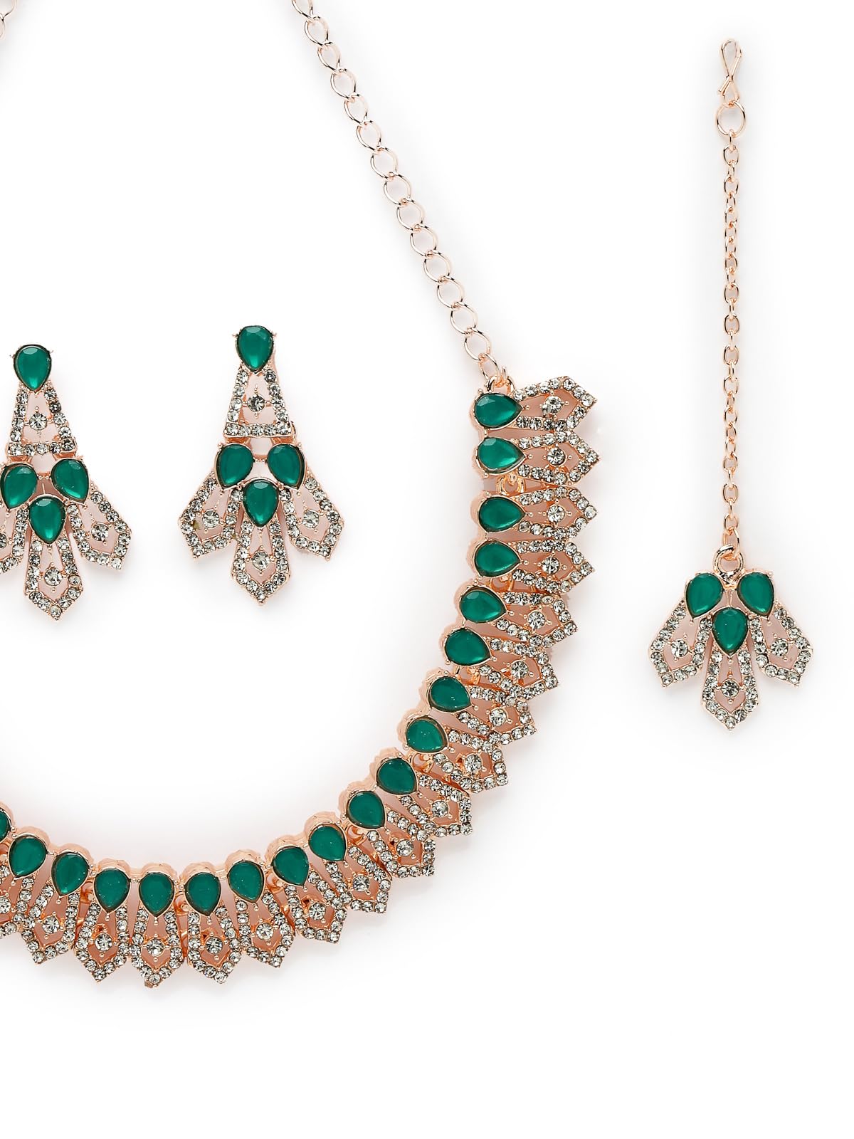 AD Stones Necklace Set with Earring and Maangtika