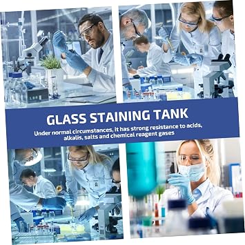 1pc Glass Staining Jar Wire Coplin Staining Jar with Screw Cap Lab Boilers Coplin Clear Container Container with Lid Tube 5-slide Capacity Tank Transparent