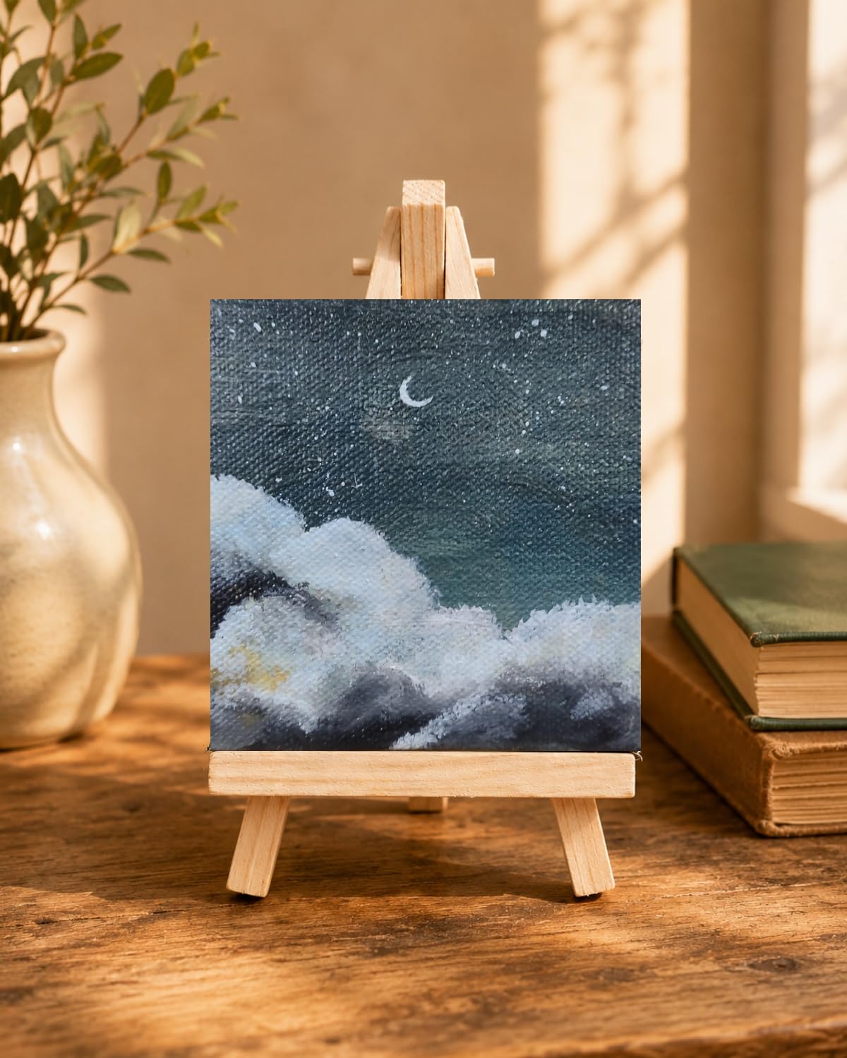 Mini Night Sky Acrylic Painting on Canvas, 4x4 Inch, home decor | Blue vintage car, Canvas Art, Tabletop Display, Handcrafted, Home Decor-image-7