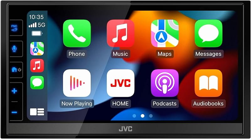 JVC KW-M785BW Reproductor multimedia digital inalámbrico Apple CarPlay Android Auto, doble Din, pantalla táctil LCD de 6,8 pulgadas, AM/FM, Bluetooth, puerto USB, iDatalink Maestro, SiriusXM, amplificador clase D, radio de auto (renovado)