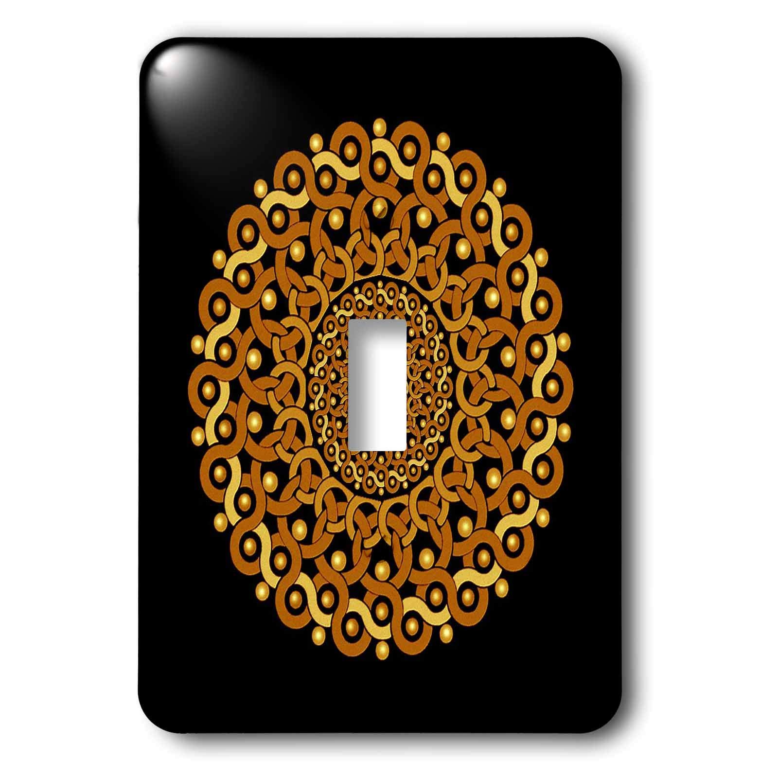 Cachez vos murs ternes avec 3dRose lsp_32327_1 Mandala tourbillonnant vintage sur fond noir