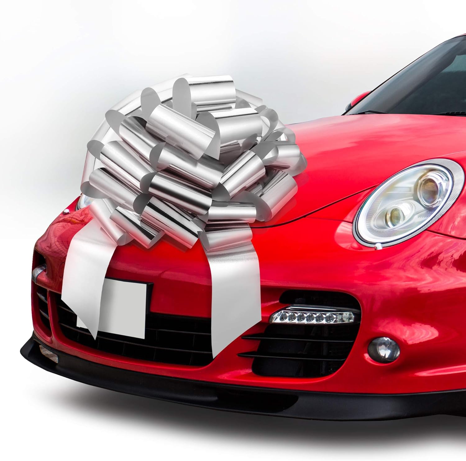 MIFFLIN Big Car Bow (Silver, 23 inch), Gift Bow, Giant Bow