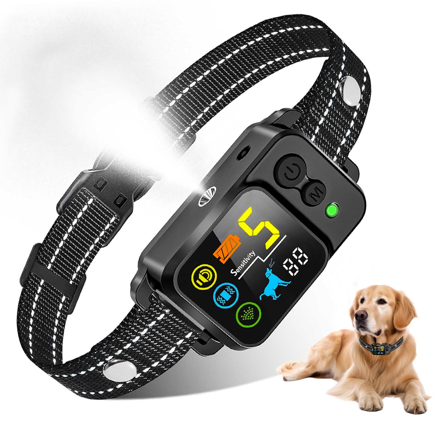 Collar Antiladridos de Citronela, Collar de Adiestramiento por Spray con 5 Sensibilidades & 5 Modos (Pitido+Vibración+Spray), Parada Auto de Ladridos para Perros de Tamaño Pequeño, Mediano y Grande