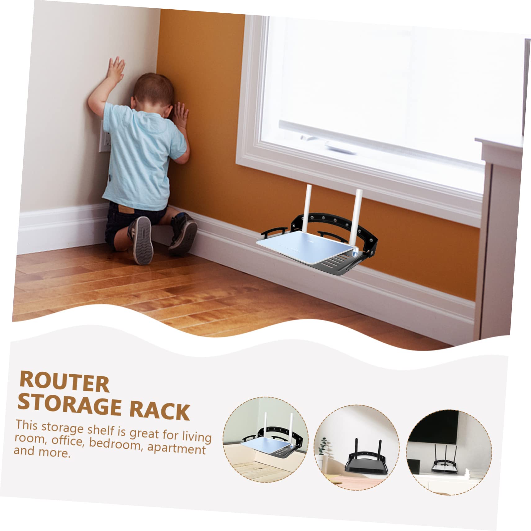 Zerodeko Scaffale Porta Router da Parete Pieghevole in Acciaio Nero | Struttura Rinforzata, Resistenza alla Rottura, per Appartamento e Soggiorno