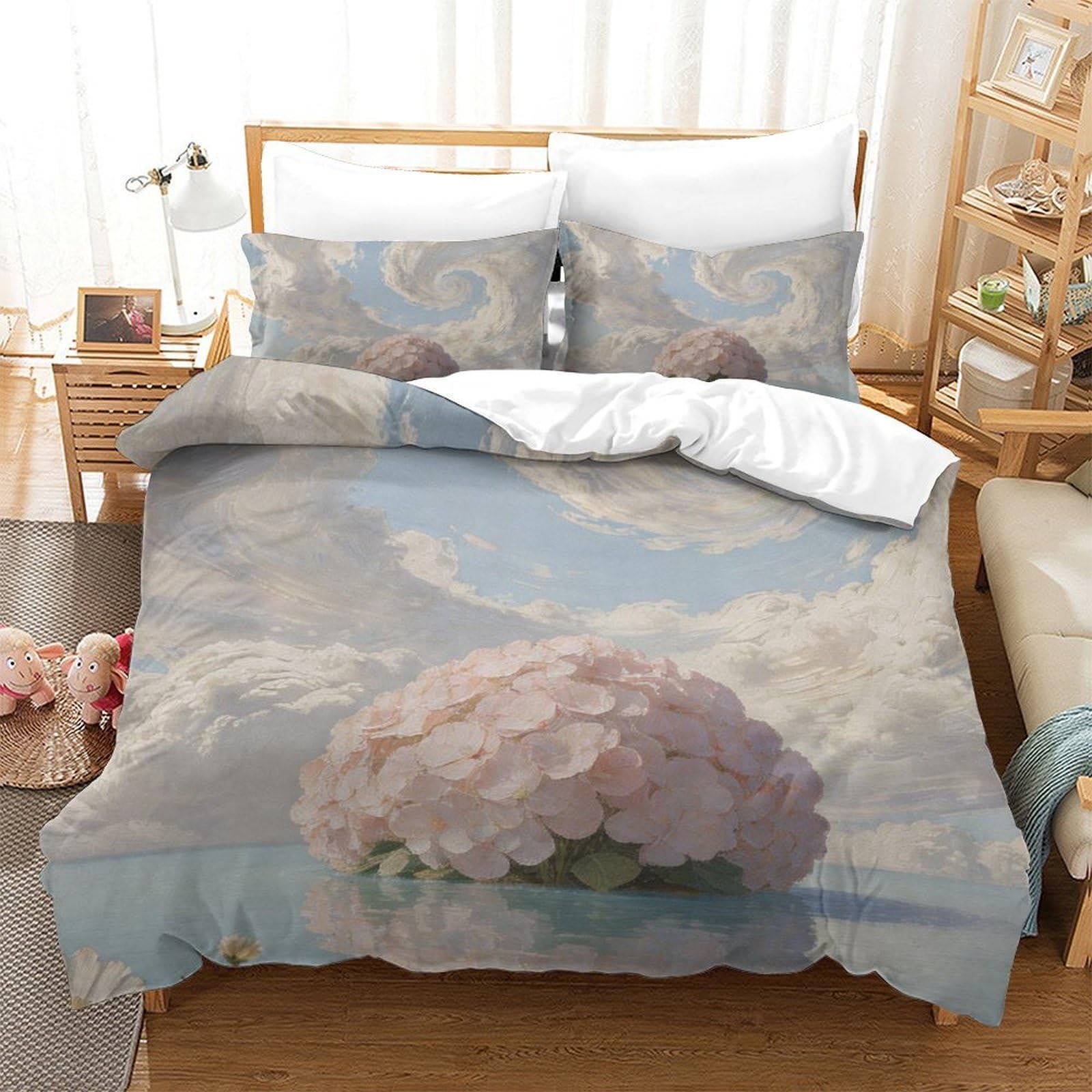 Housse de couette nuage fleuri 3D en microfibre 260x220 cm