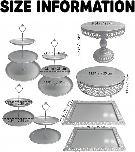 Miniatura 3 de Juego de 8 soportes de metal para tartas, exhibición de mesa de postres escalonados, soporte para cupcakes de caramelo, dona, plato de frutas,