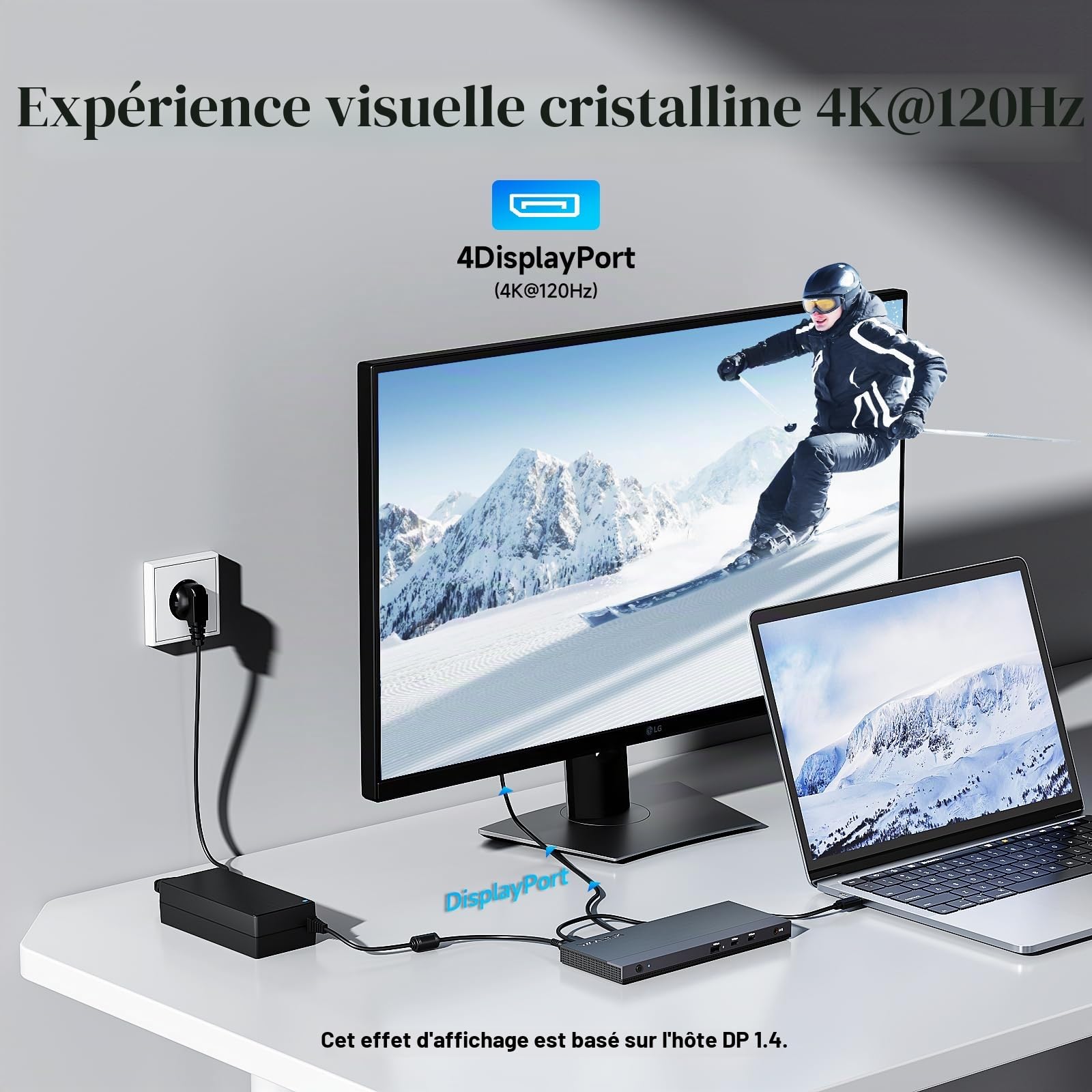 Station d'accueil USB-C WAVLINK 12-en-1, Alimentation 100 W, 2DP+HDMI, 4 Ports USB-A, 2 Ports USB-C Gigabit Ethernet 10 Gbps, Station d'accueil pour Ordinateur Portable avec Triple Affichage