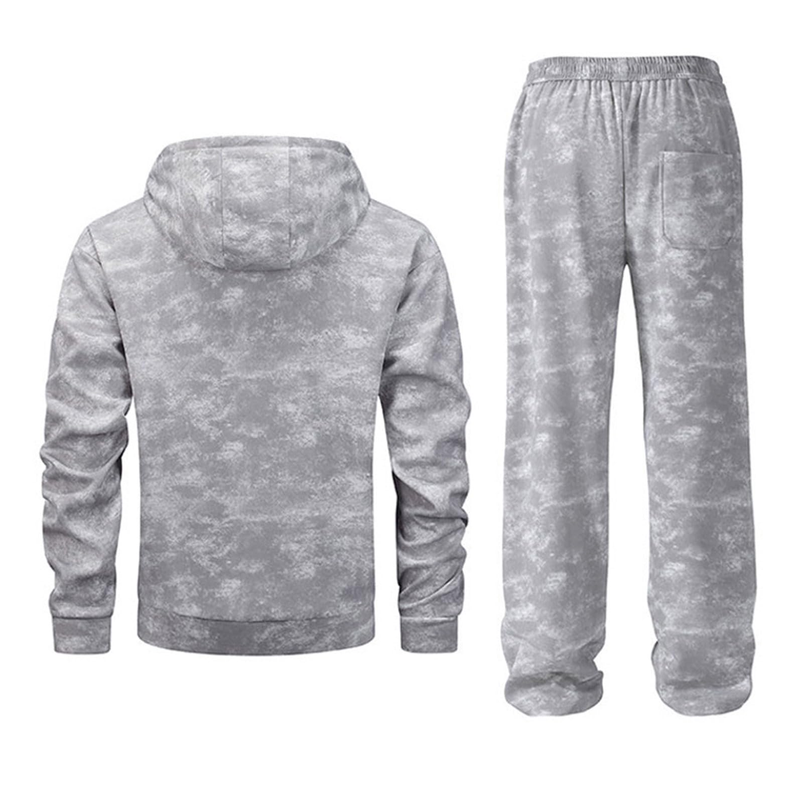 Generisch Herren Jogging Anzug Trainingsanzug Kapuzenjacke Und Sporthose Lang 2-Teilige Sportlicher Bequemes Leicht Atmungsaktiv Sportanzug Regular Fit Lässig Sportbekleidung Männer