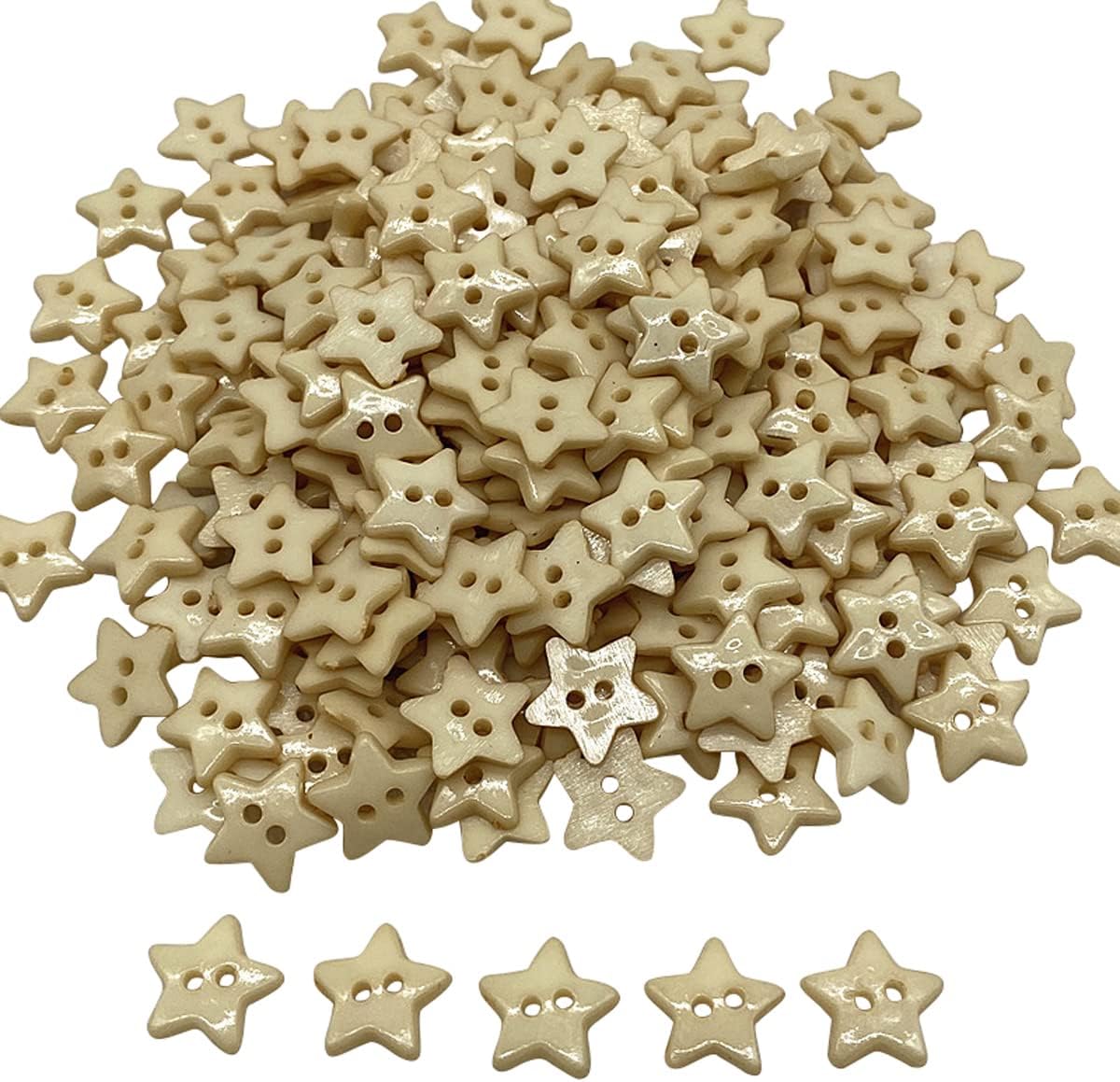 Queenbox 30 Pcs 15mm Five-Pointed Star Buttons with 2 Holes, Resin Sewing Buttons for Knitting Crafting Sewing Clothes, White