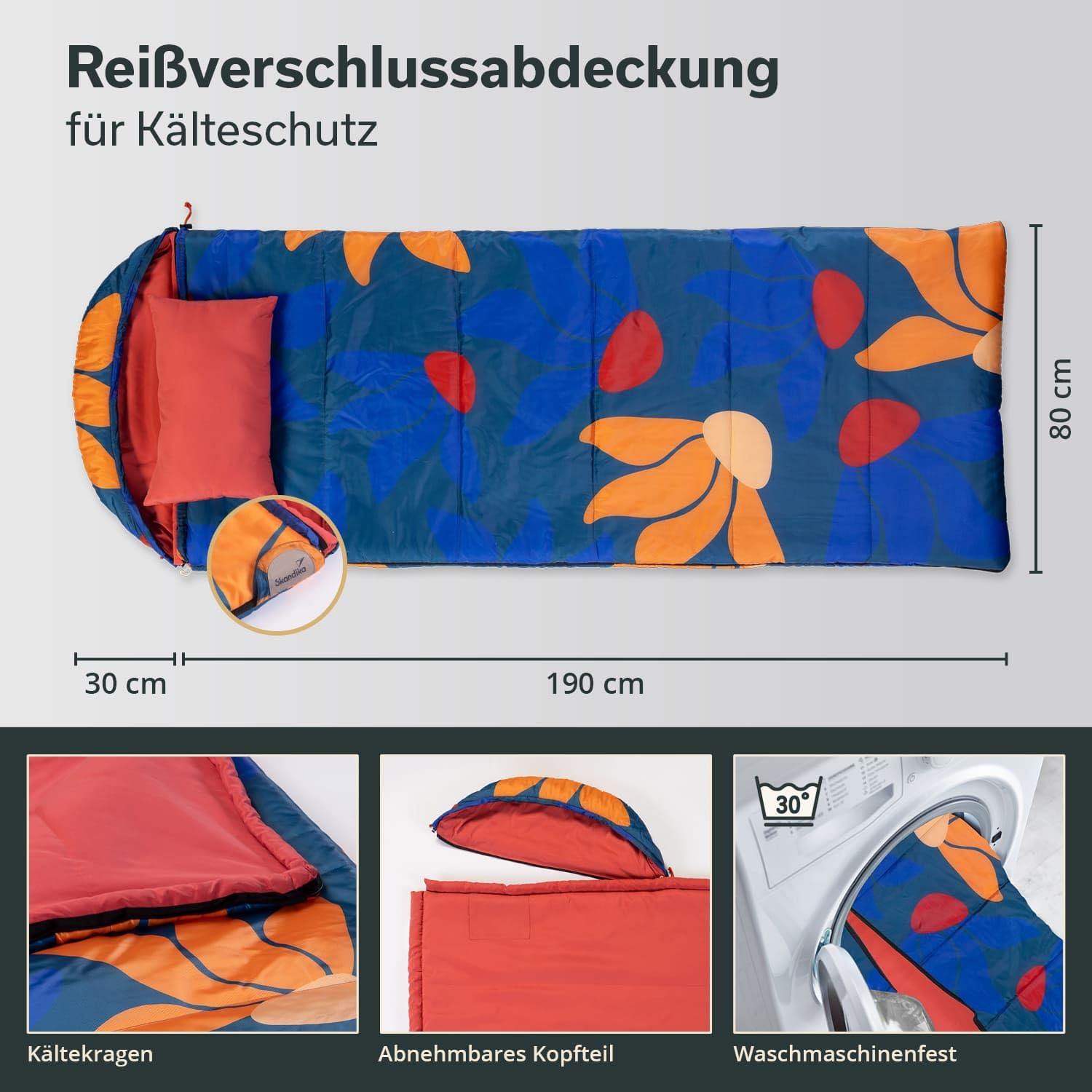 Skandika Sac de Couchage rectangulaire Sovro | Sac de Couchage Adulte 3 Saisons, utilisable comme Sac de Couchage Double, Sacs de Couchage de Camping avec Oreiller