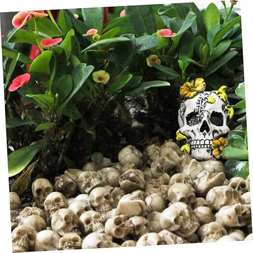 Miniatura 4 de Happyyami 20 adornos de calavera de Halloween de hierro forjado, maceta de flores para decoración de escritorio, decoración de miniture,