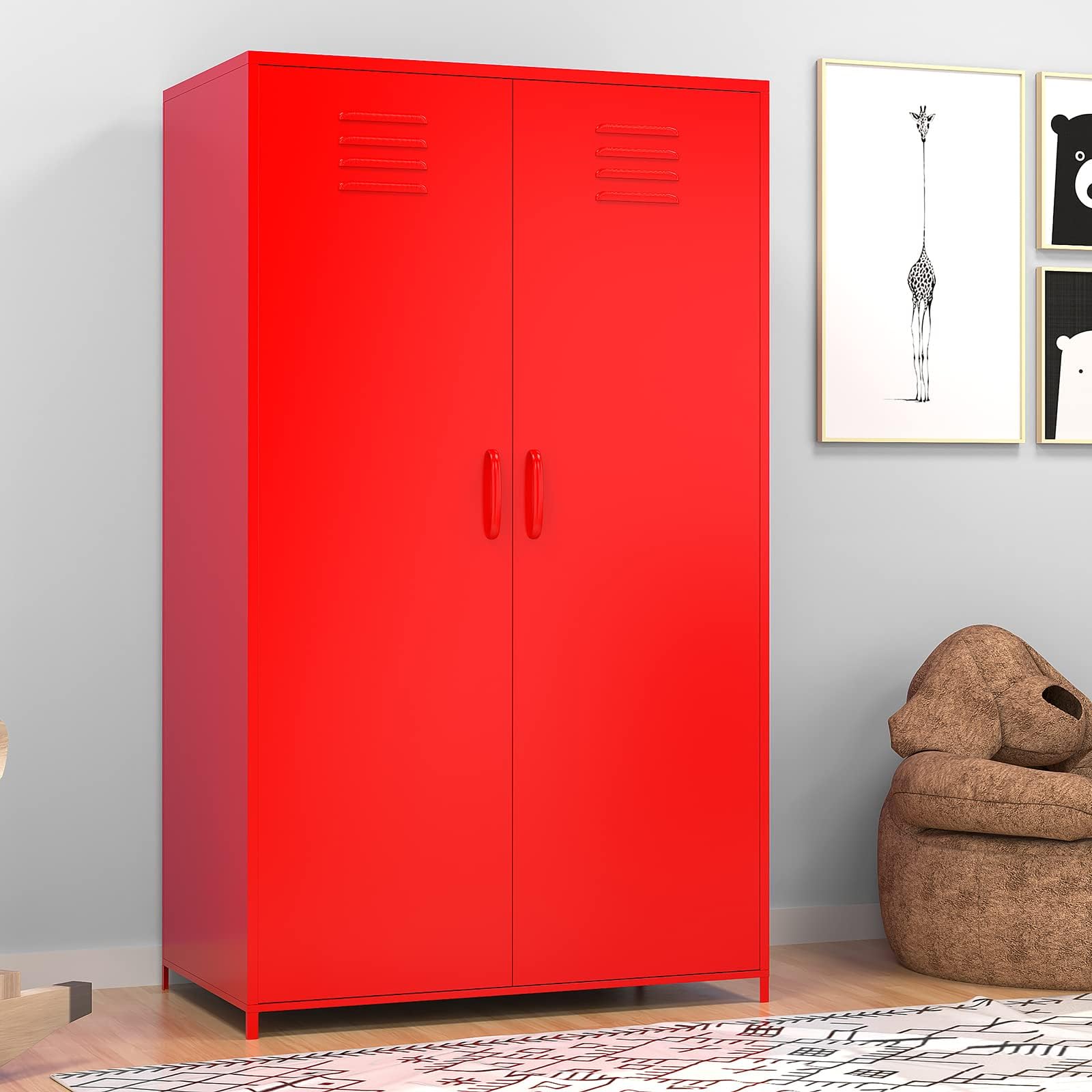 Hommoo Metal Storage Locker with 2 Door and 2 Adjustable