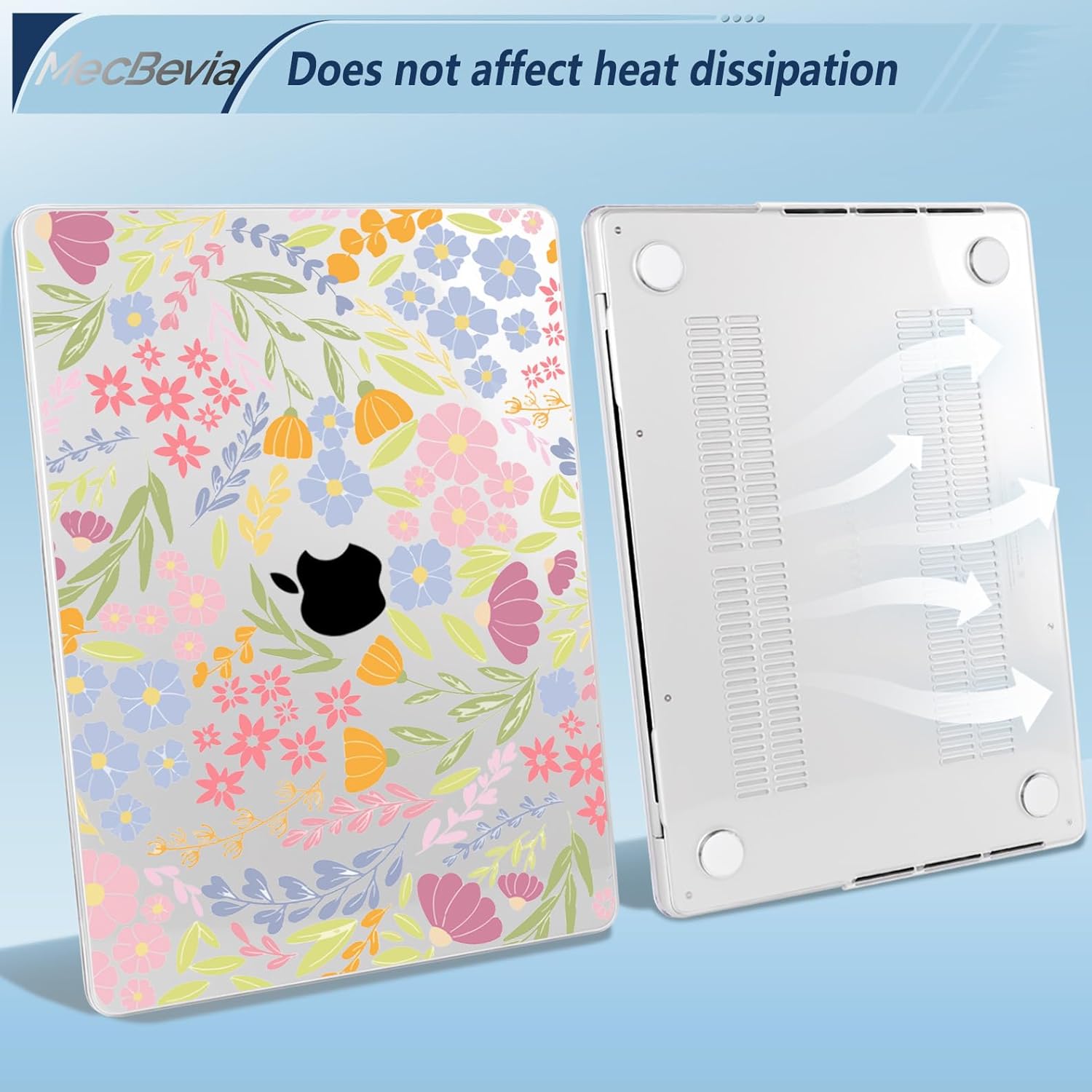 MecBevia Compatible with MacBook Pro 14 inch Case for M5 M4 M3 M2 M1 Pro/Max Chip (2026-2021), Hard Shell Cover with Keyboard Cover, Screen Protector, Webcam Cover & Type-C OTG, Seamless Floral