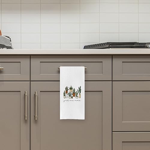 Miniatura 3 de DOTAIN Toalla de mano de cocina con diseño botánico bohemio Just One More de tejido gofre, divertido paño de limpieza con temática de plantas