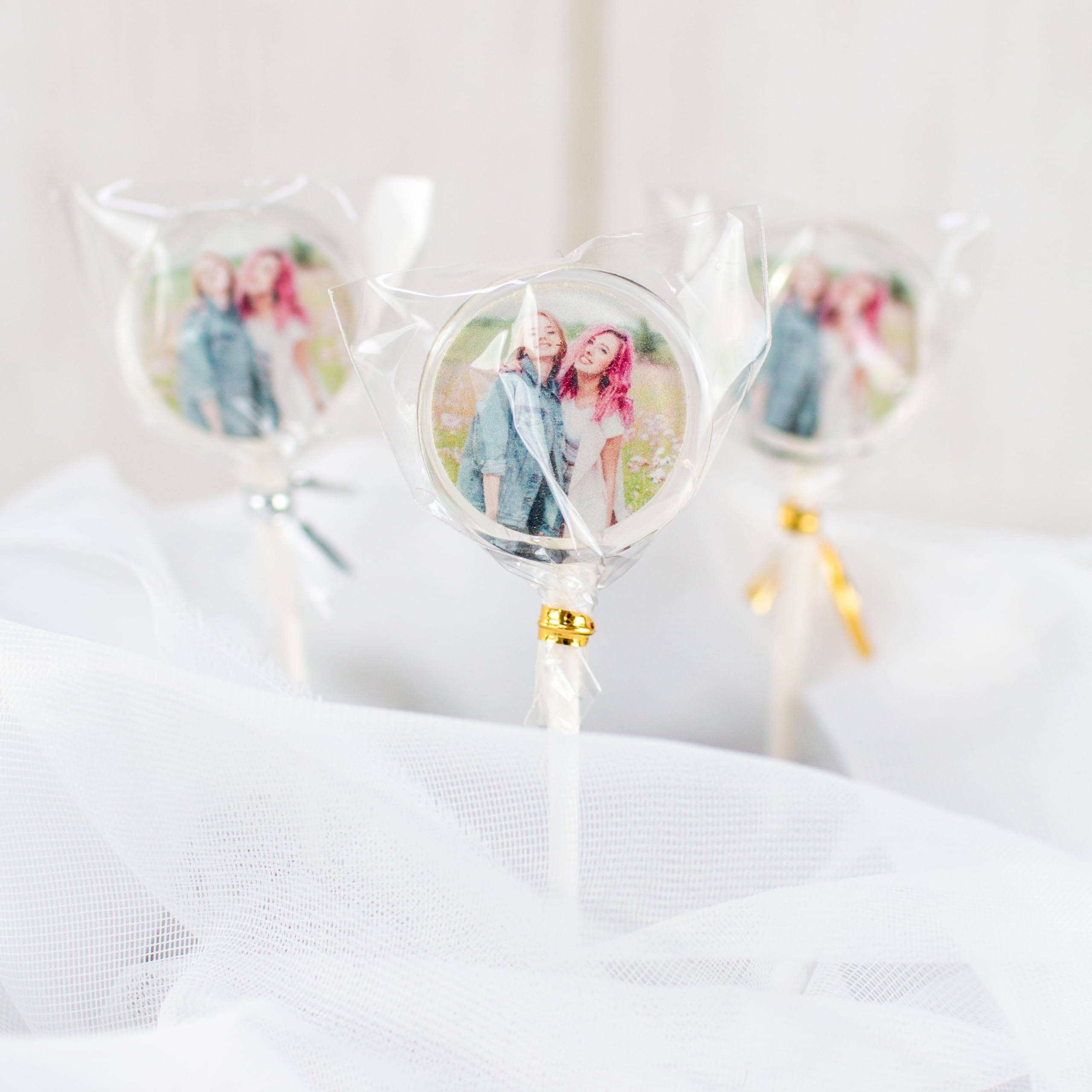 Salon Buck Fotololli – Personalisierter Lolli mit eigenem Bild, Logo oder Motiv – Essbarer Druck in brillanten Farben – Individuelles Geschenk für Feiern, Events & Werbung (3,3cm, 250, stück)
