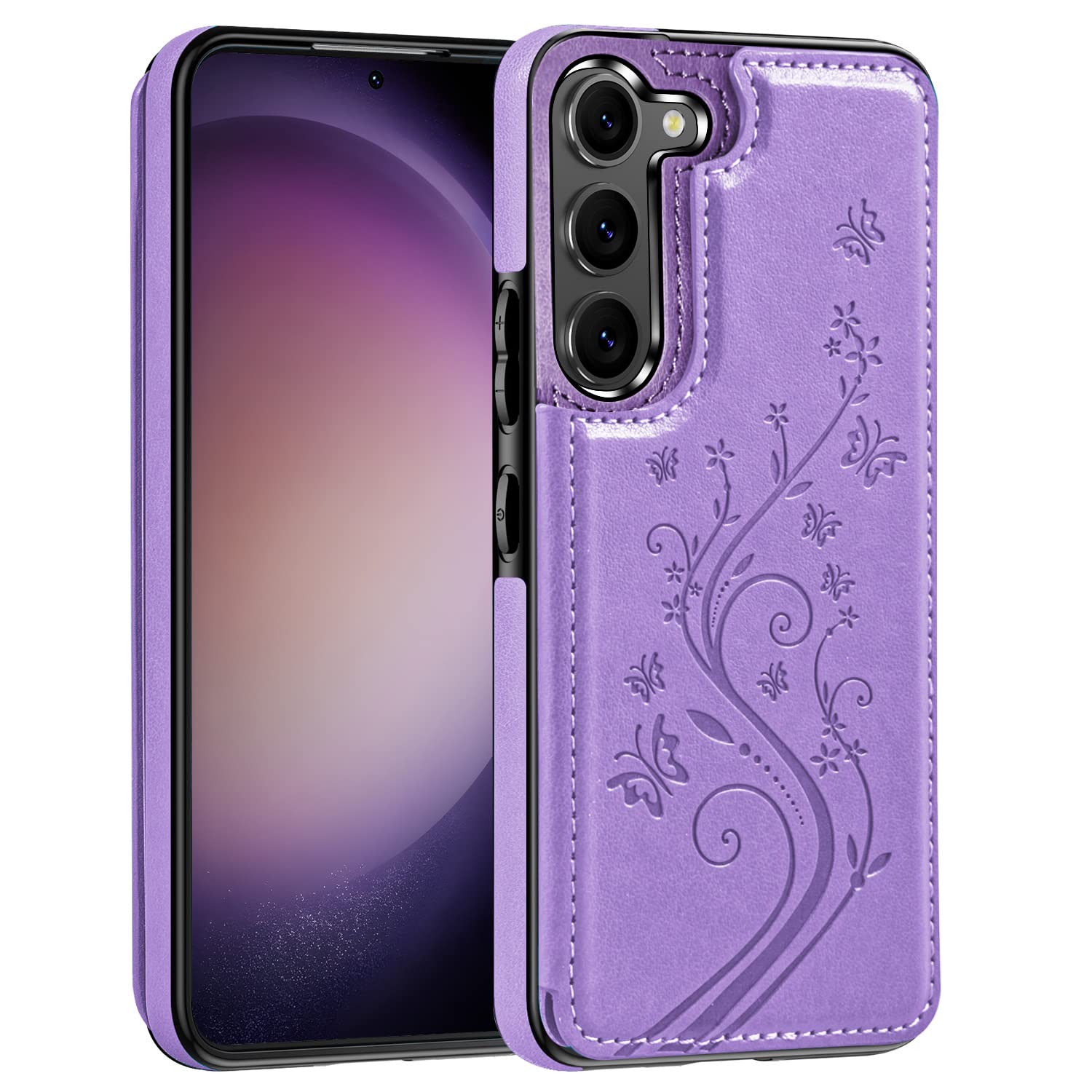 Korecase for Samsung Galaxy A54 Wallet Case with Card Holder, Butterfly Double Magnetic Back Flip PU Leather Kicstand Card Slots Cover for Girls Women