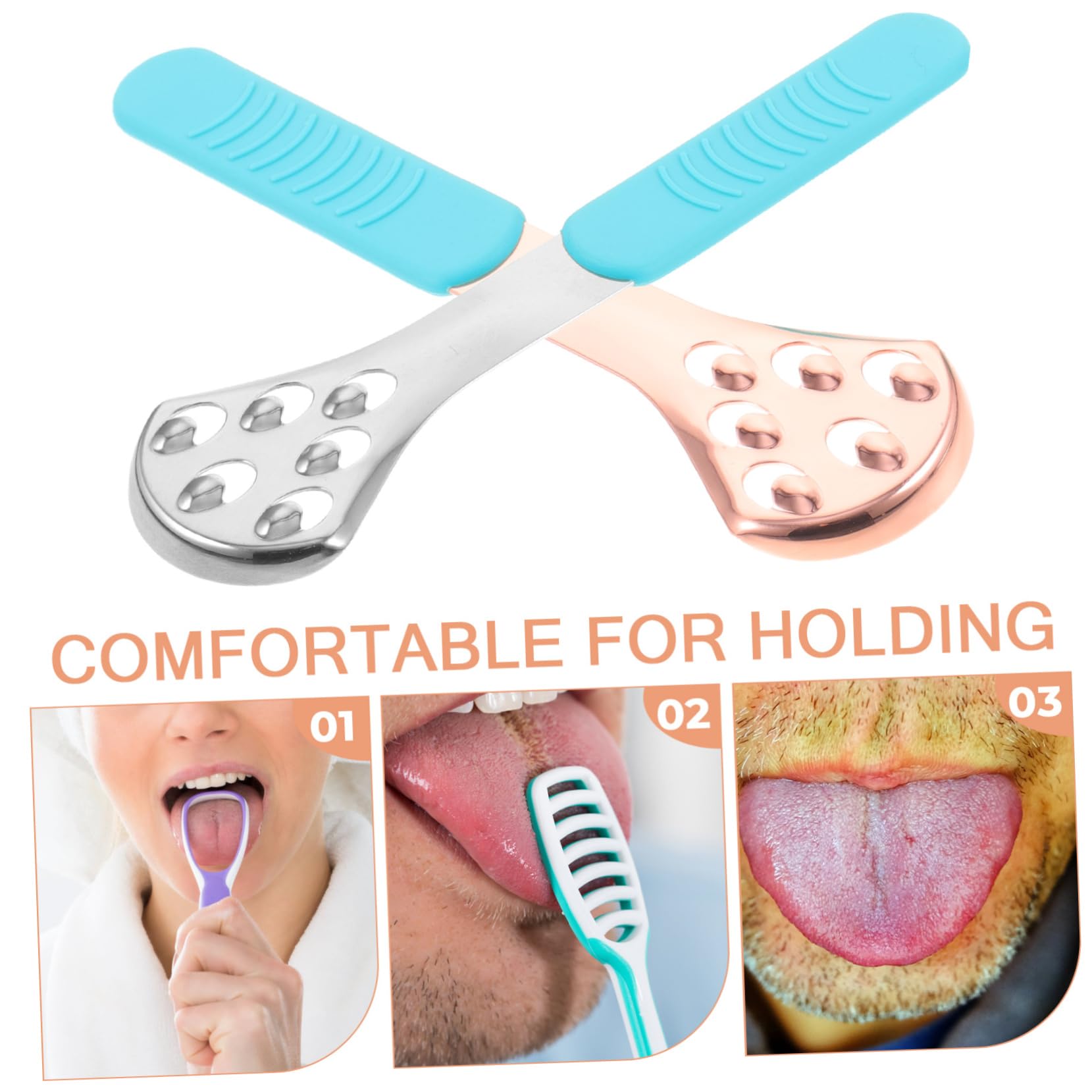 Healeved 10pezzi Raschietto Linguale Acciaio Inossidabile Con Manico Strumento Di Pulizia Della Lingua Per Adulti Rimuove Alitosi e Placca Design Ergonomico e Durevole Ottimo Per Igiene