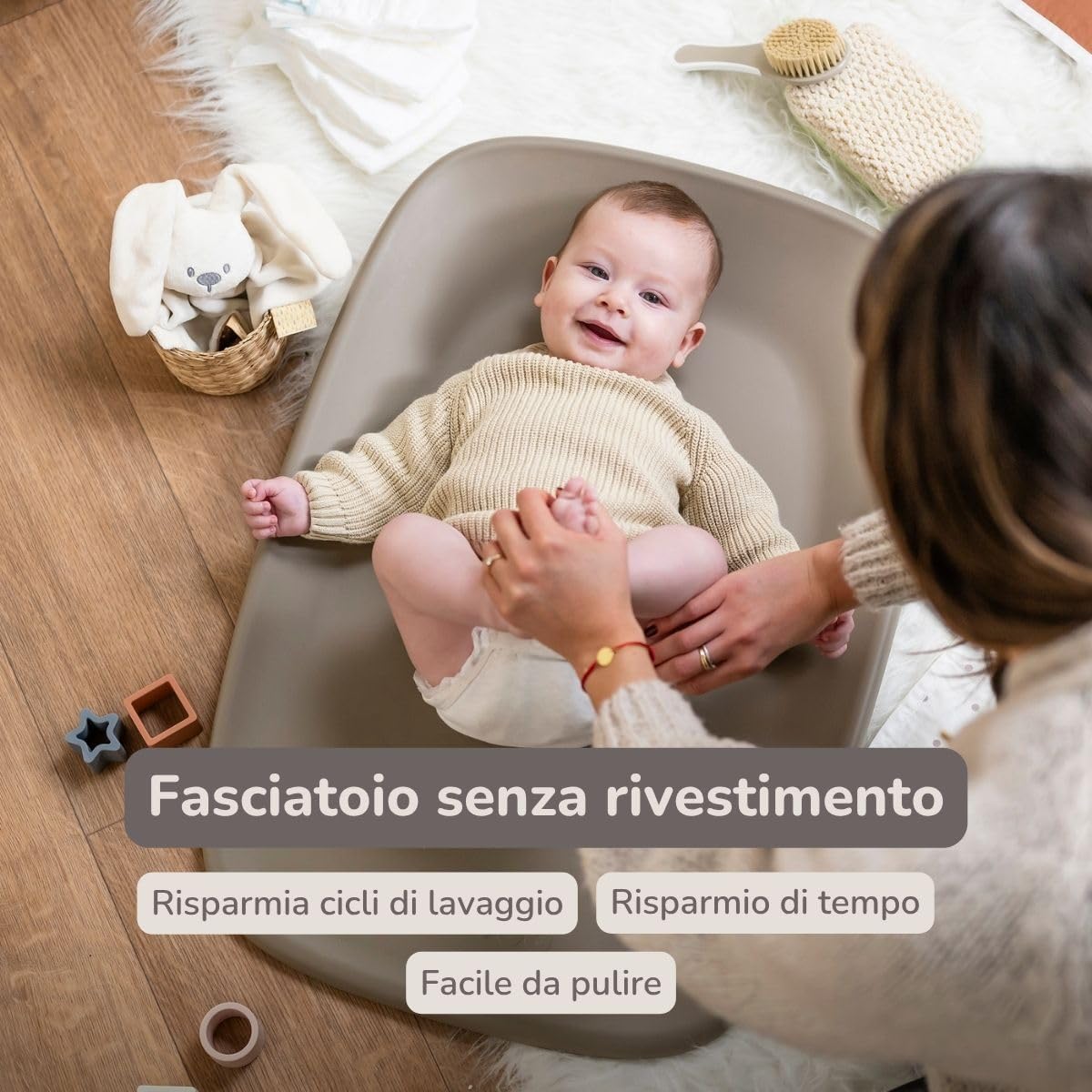 Nattou Cambiador de suave espuma de PU, lavable, 50 x 70 cm, Softy, Taupe