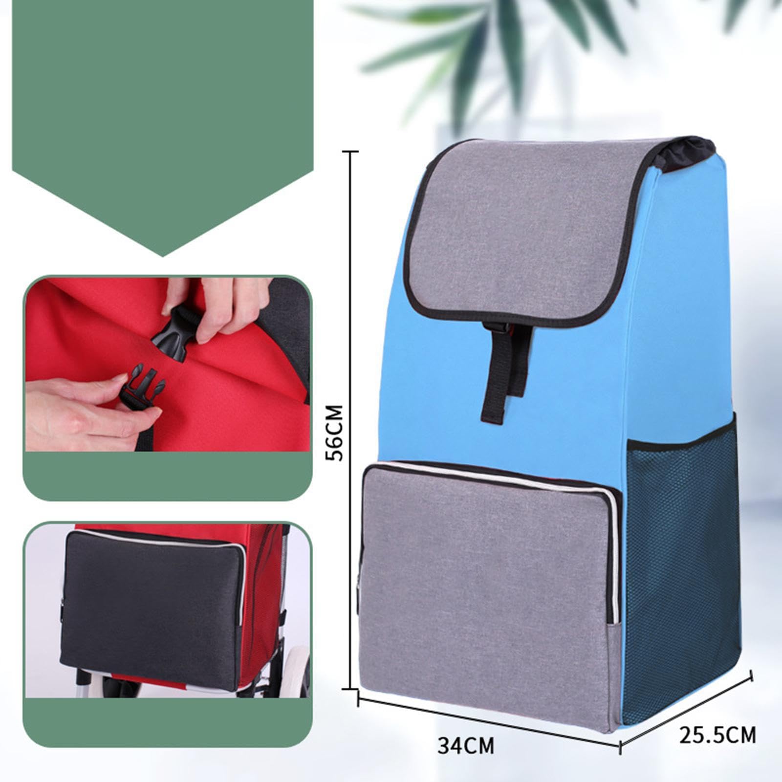 Colcolo Einkaufswagentasche Trolley-Ersatztasche Ersatztasche Tragbare wasserdichte zusammenklappbare Trolley-Zubehör-Aufbewahrungstasche aus Oxford-Stoff, Blau