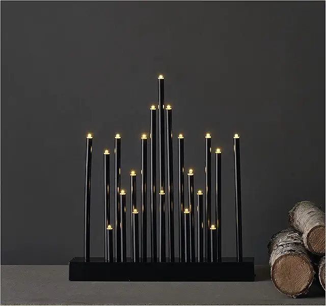 20-Light Star Effect LED Advent Candlestick - Battery Operated with Timer