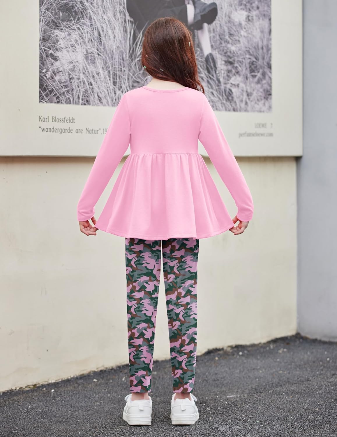 Arshiner Girls Clothes 3 Piece Set Ruffle Shirt Long Sleeve Bowknot Top and Floral Leggings Sets for 2-10 Years - Image 7