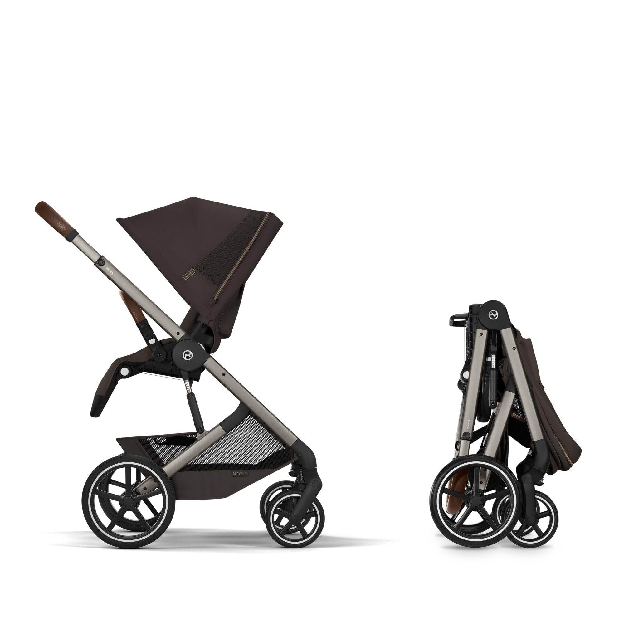CYBEX Gold Poussette BALIOS S LUX, Chocolate Brown | De la naissance à 4 ans, jusqu'à 22 kg max, système de voyage, position allongée ergonomique, roues tout-terrain
