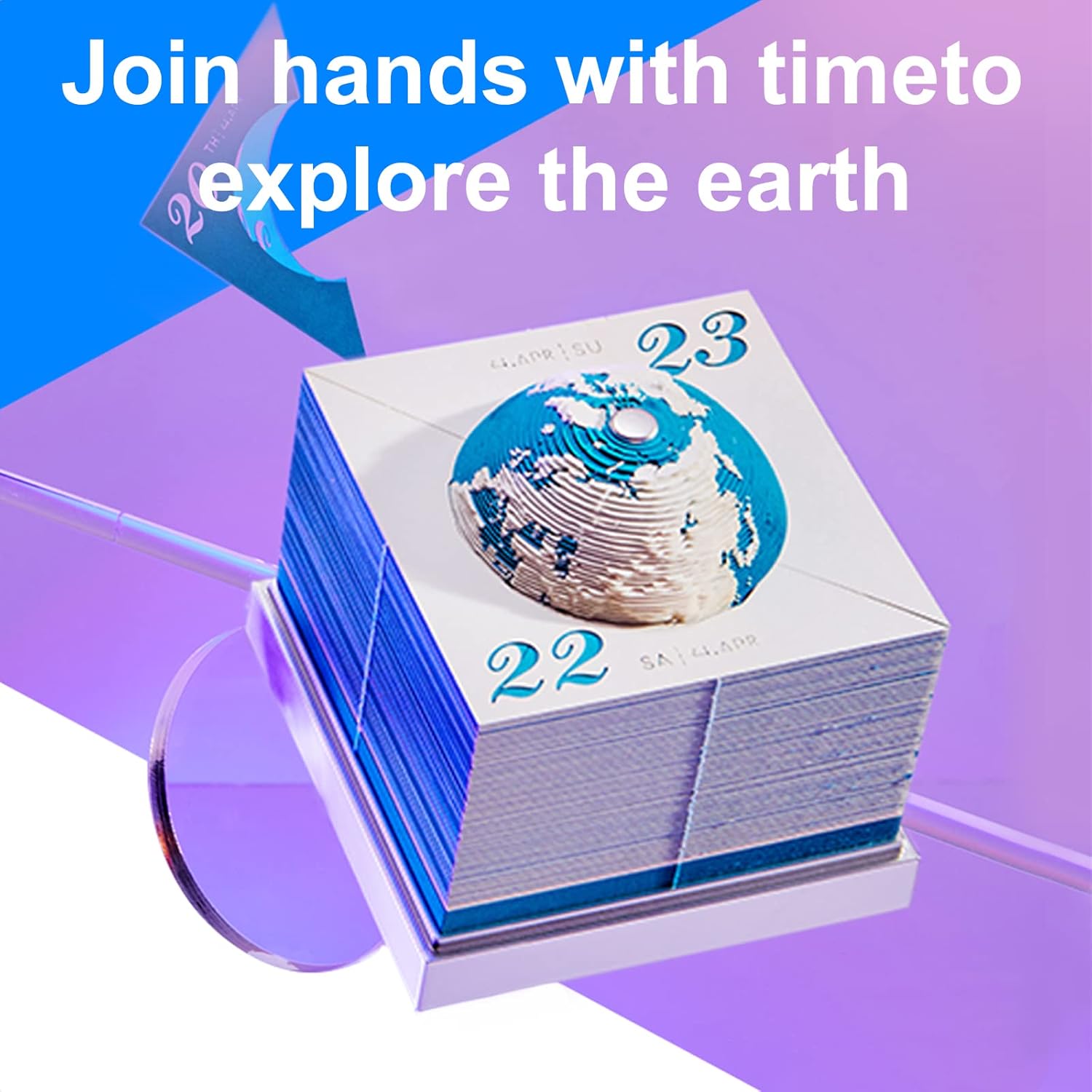 Sempoda 2023 Calendar Memo Pad, 2023 Art Earth Calendar, 3D Memo Pads Creative DIY Desk Calendar Notes, Stereo Earth Sculpture Model Ornaments for Home School Office Decor Christmas New Year Gift
