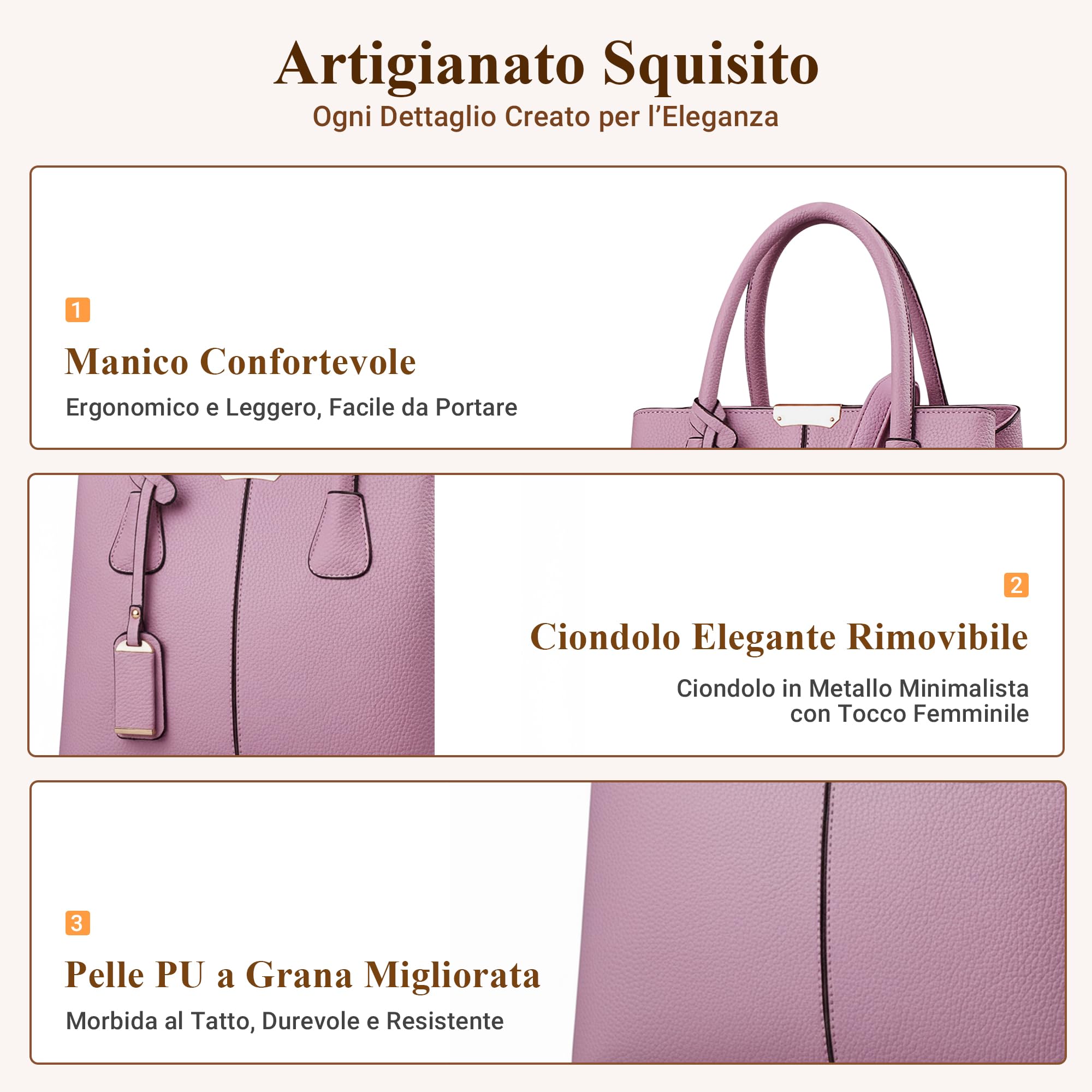 DIRRONA Elegante Donna Borsa a Mano Casuale Borsa a Tracolla Viaggio Crossbody Borsa Tote Impermeabile PU Pelle Borsa Mano Viola