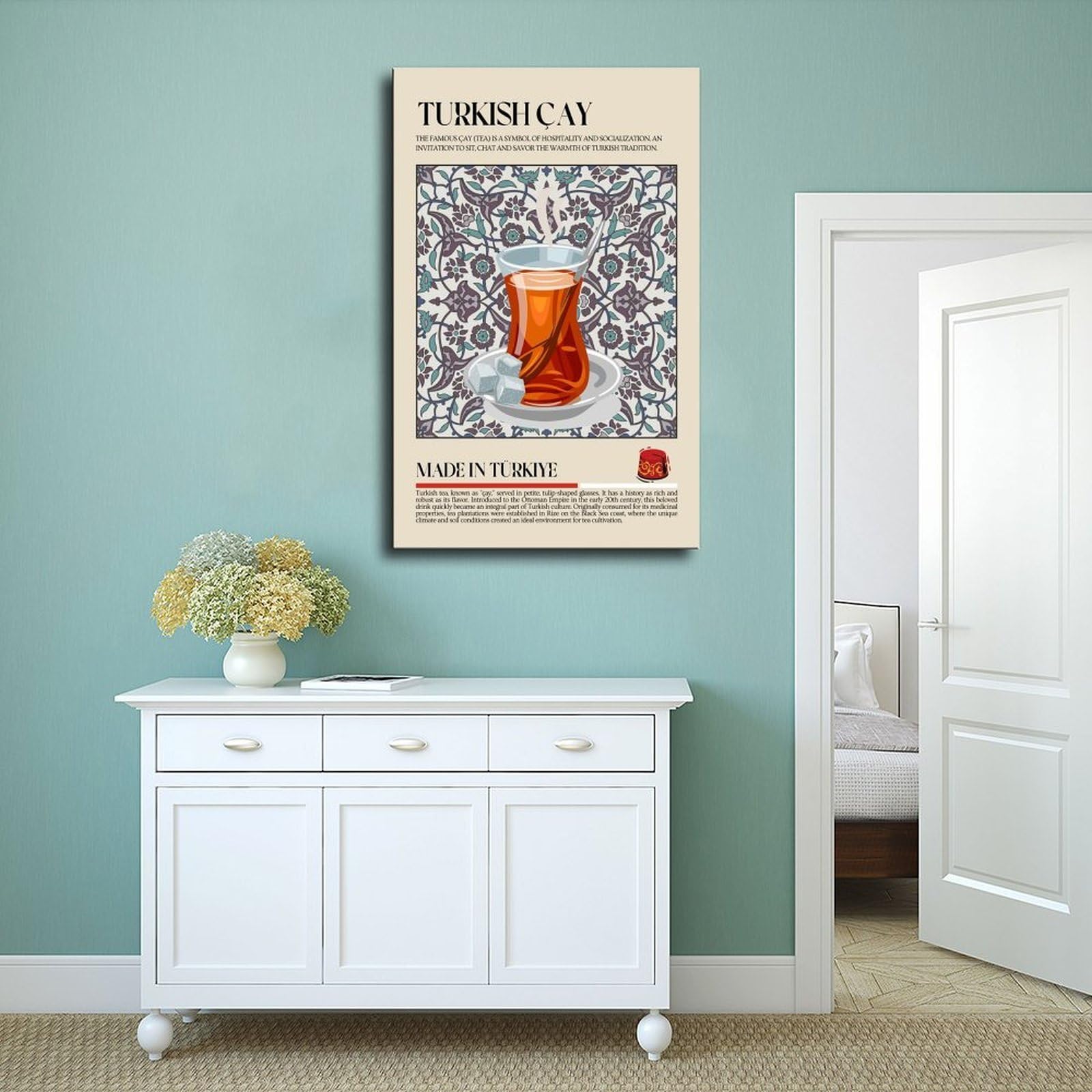 Restaurant-Poster, türkischer Tee, Leinwand-Poster, Schlafzimmer, Dekoration, Landschaft, Büro, Raumdekoration, Geschenk, 40,6 x 61 cm (L x B)