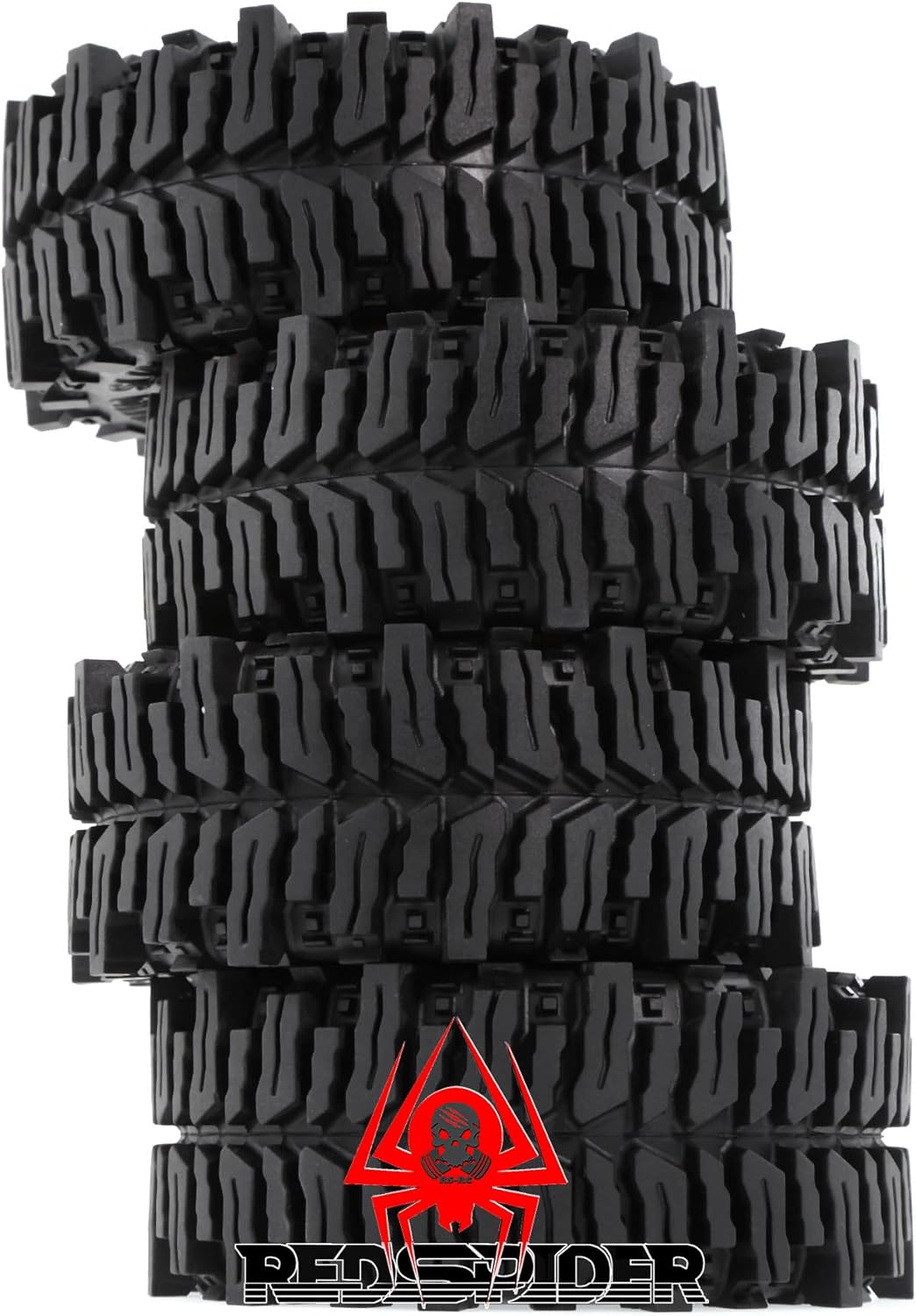 REDSPIDER•Rubber 2.2'' Crawler Tires(4pcs) Mud Terrain 2.2 Tires Super Grip Soft Tyre OD 130 * 55mm Compatible with Axial SCX10 90047 D90 TF2 Tamiya CC01 Traxxas TRX4