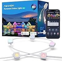Vista 1 de ASAHOM Permanent Outdoor Lights Pro S108B, 100FT with 72 RGBCW LED Light, 70lm White, WLED Integrated, AI Lighting, 30000 Dynamic Effect, IP67