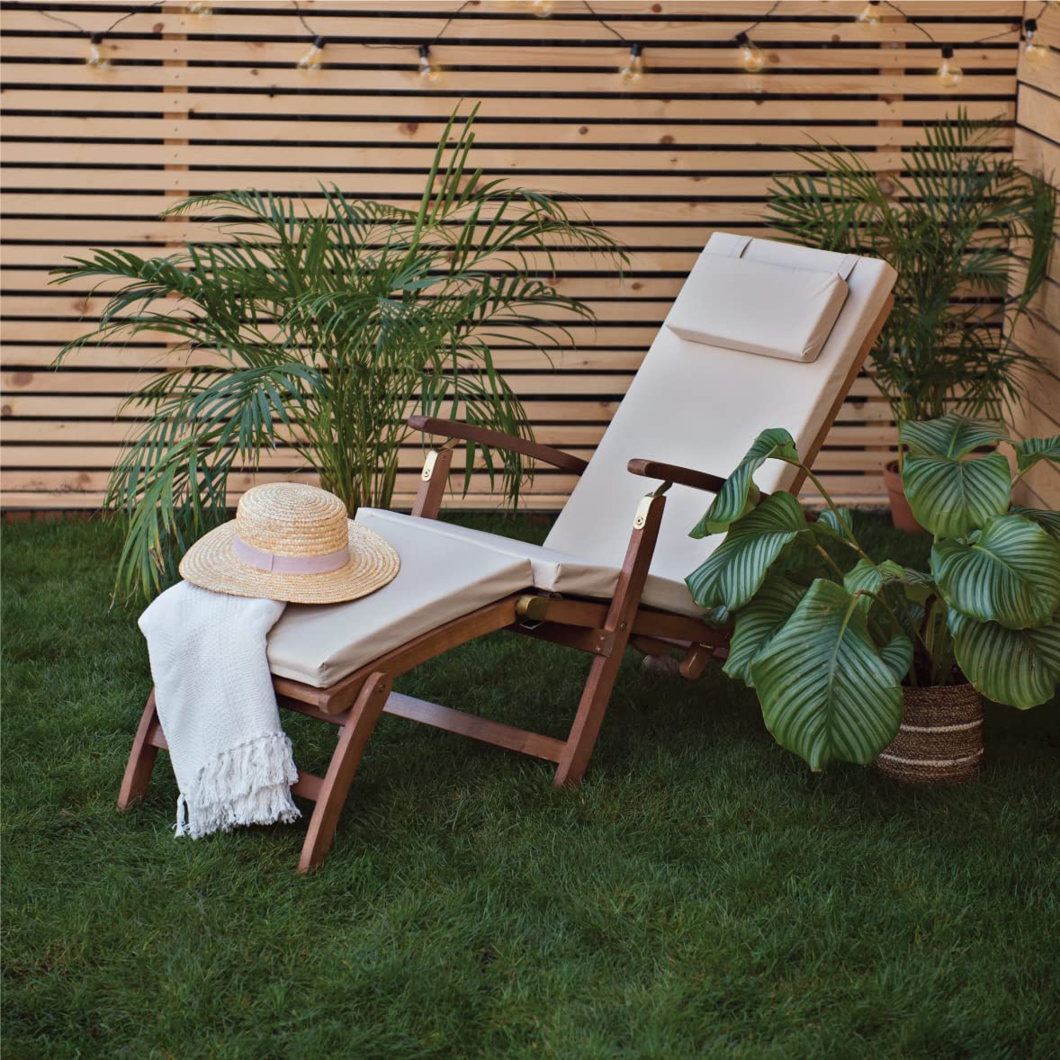 Gardenista Coussin Longue Jardin 200x60x7cm Pierre - Coussin Transat Résistant Eau Hypoallergénique Extérieur