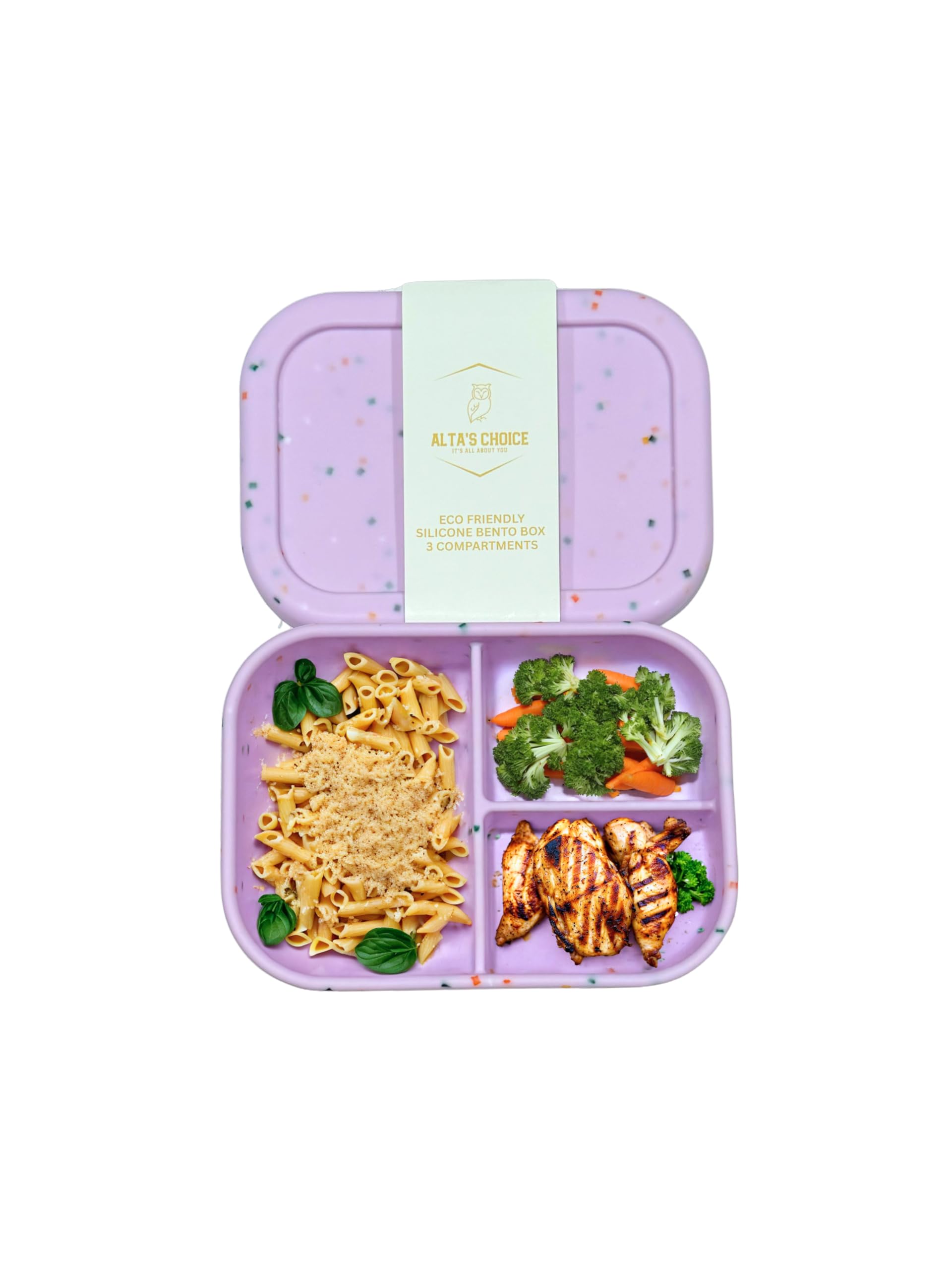 Realand Leak-proof Silicone Bento Lunch Box - 3 Compartment, Microwave & Dishwasher Safe, Pink