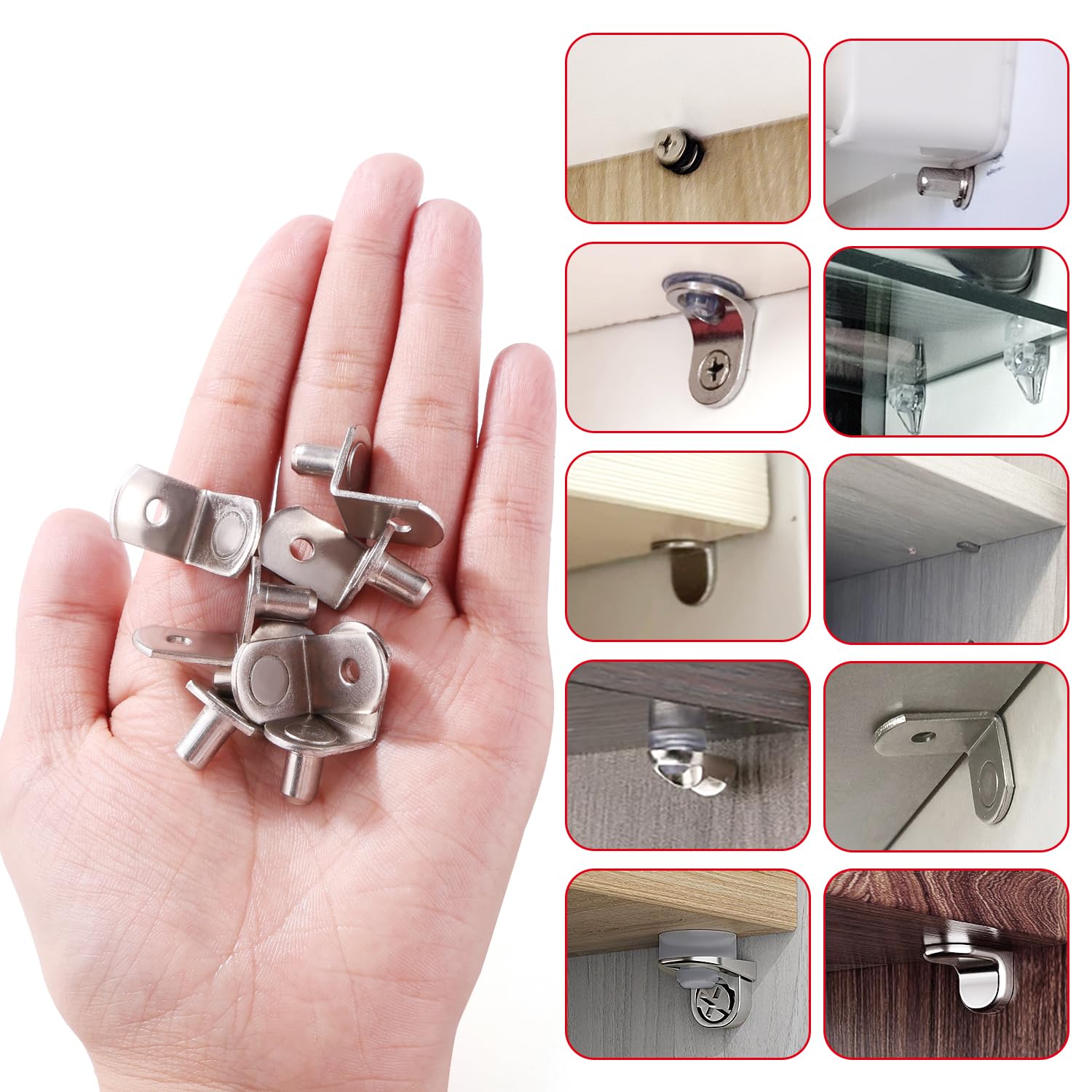 YIXISI 30 Pezzi 6mm Reggimensola Pioli L, Supporti Ripiani Armadio Supporto Mensole Staffe, per Mobili da Cucina