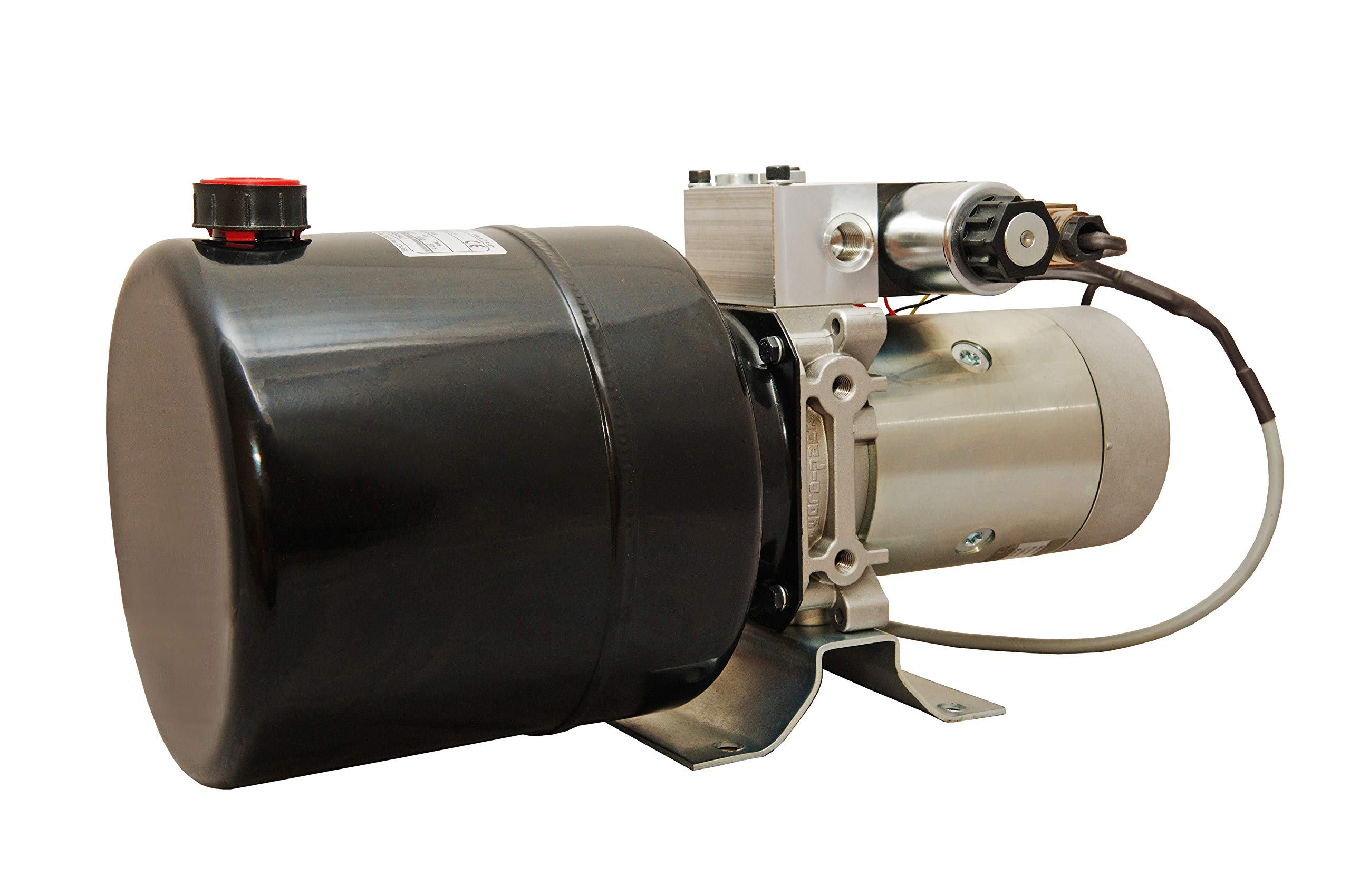 12V Hydraulic Power Unit - 3KW DC Pump, 16MPa, 6 Quart Steel Tank With Remote, For Dump Trailers & Lifts