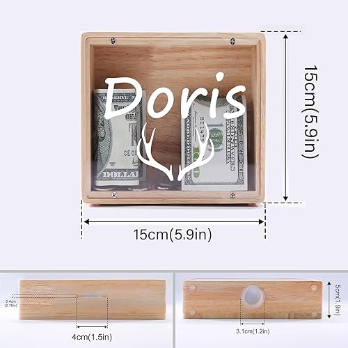 Miniatura 5 de Alcancía con nombre personalizado para niños y niñas, banco de dinero acrílico de madera personalizada regalos de cumpleaños para niños