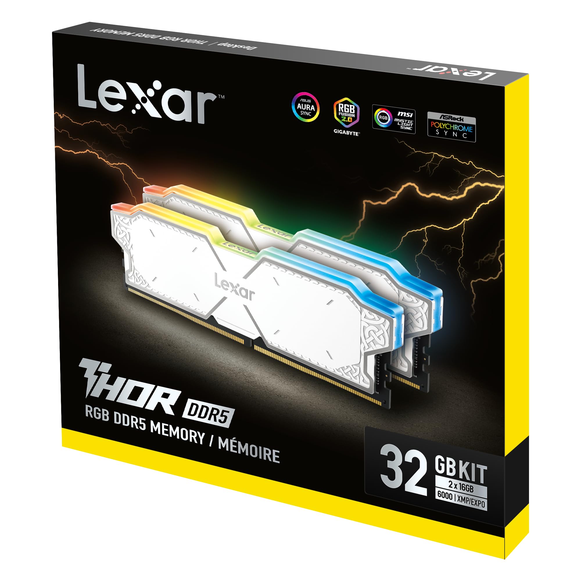 Lexar THOR RGB DDR5 32GB Kit (2x16GB) 6000MHz CL38, White, High