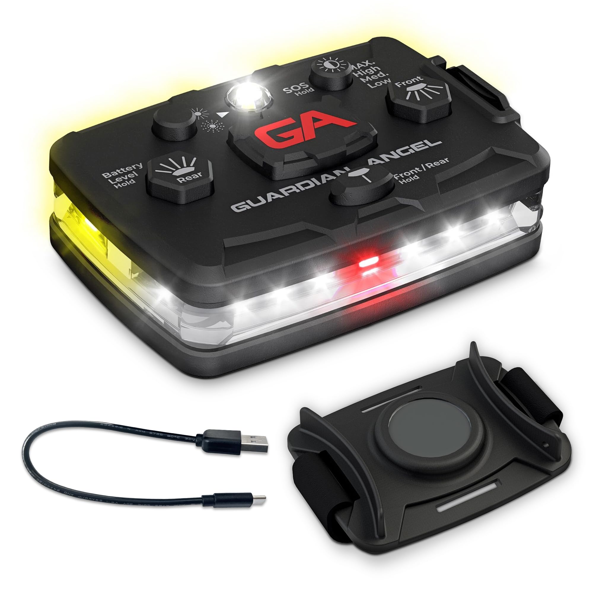 Guardian Angel Elite Series Safety Light - White Front &amp; Yellow Rear - Rechargeable, Magnetic, Hands-Free Wearable &amp; Mountable LED Flashlight for Construction, Roadside, Utility &amp; Industrial PPE