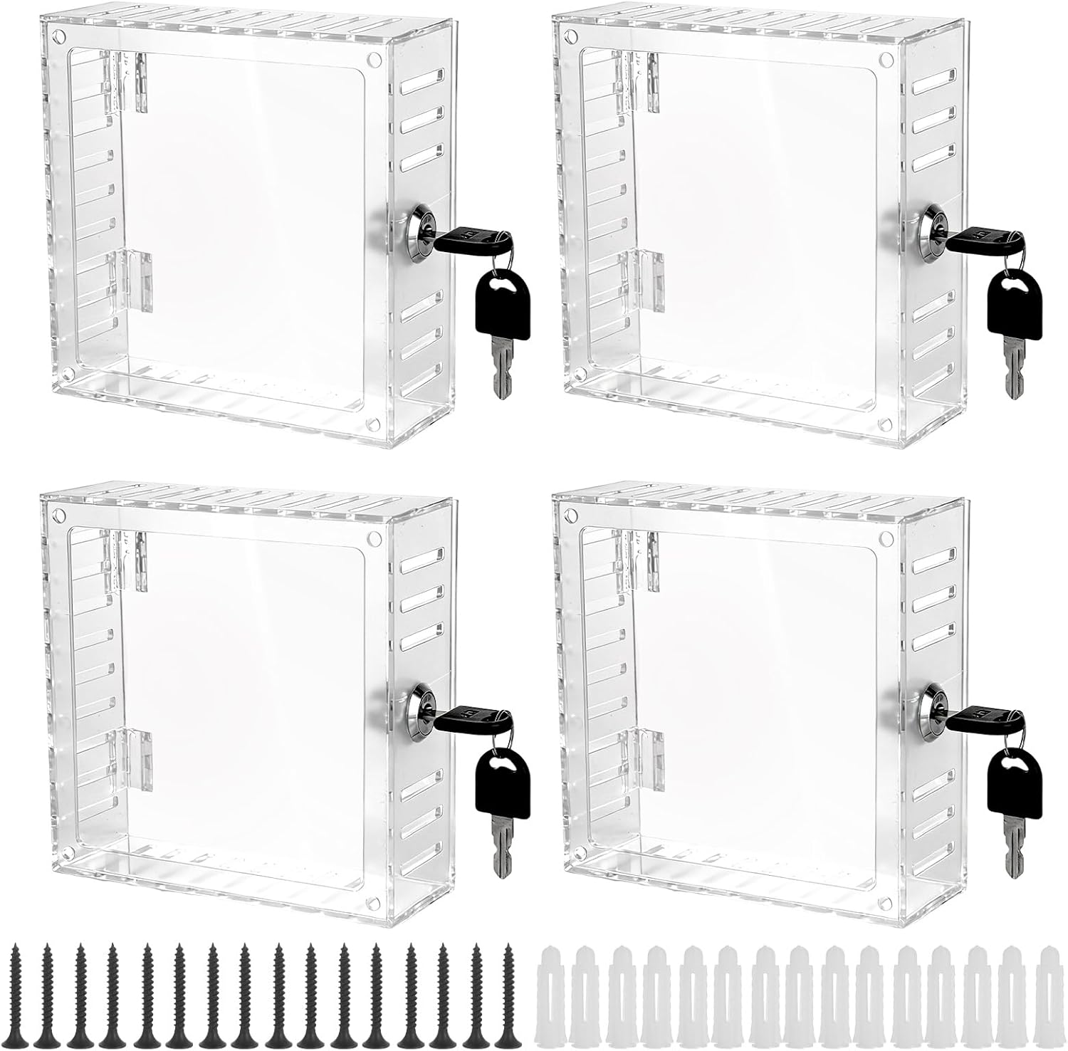 Thermostat Lock Box Square - 5 x 5 Thermostat Cover With Lock, Clear Thermostat Cover with Lock for Thermostat on Wall, Lockable Thermostat Lock Box Cover, AC Lock Box Cover with Key Fit Thermostat