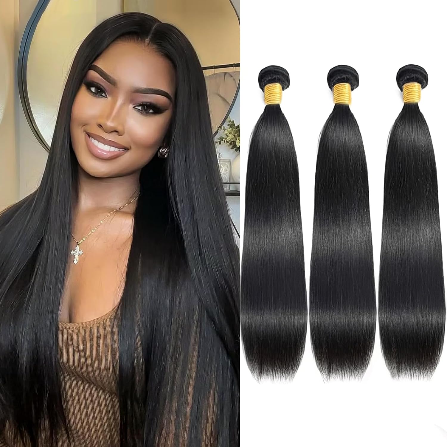Ombre Blonde Human Hair Bundles 14 16 18Inch T1B/27 Straight Bundles image 2
