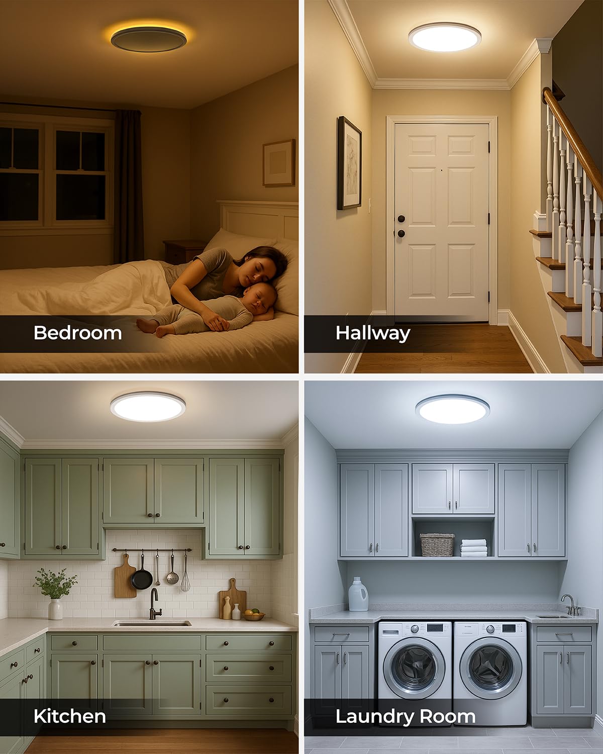 Matane Plafoniera a LED con luce notturna, 24W 3CCT, rotonda, Ø30cm | Flach Panel Lampe für Schlafzimmer Kinderzimmer Flur Küchen, mit 4W Nachtlicht und 3 Farben - Warm/Neutral/Kalt Weiß