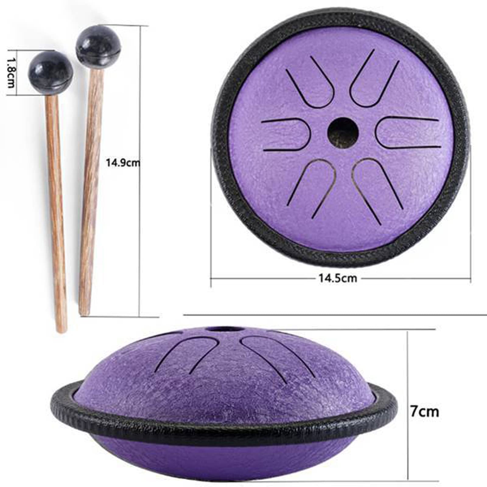 Alliage de Titane en Acier Violet 5,5 Pouces Tambour éthéré Poche Tambour à Main Instrument de Percussion à Tambour Creux