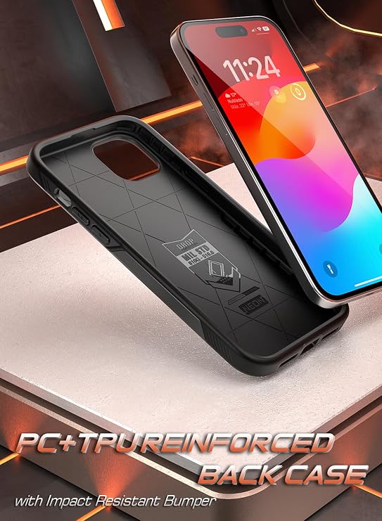 Poetic Neon Series Case Compatible with iPhone 15 Plus, Dual Layer Light Weight Slim Shockproof Protective Drop Protection Phone Case 2023 New Cover for iPhone 15 Plus (6.7 Inch), Black
