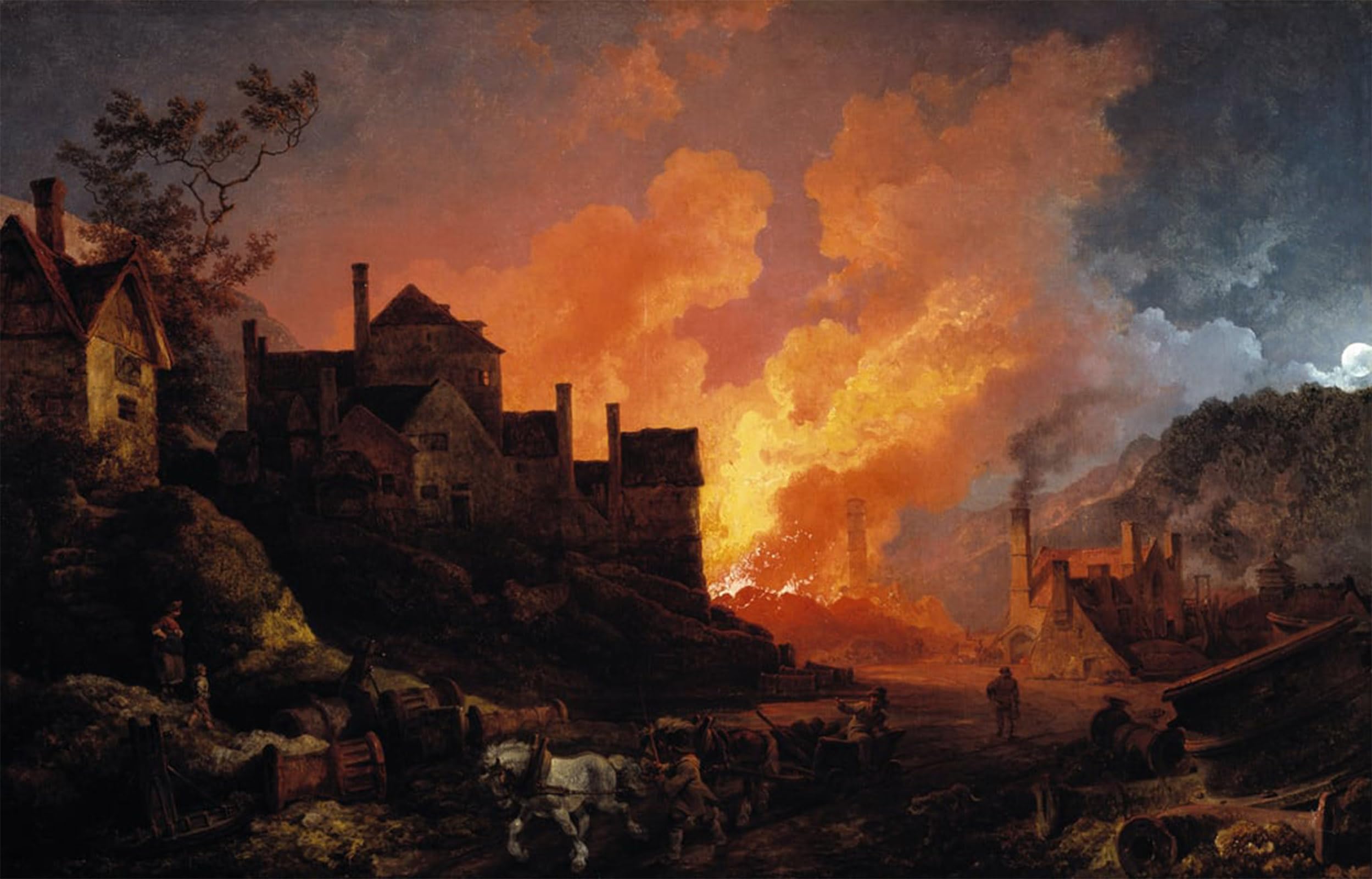 SERENDIPITP Abstract Painting Mural Print Picture Wall Decor Painting Coalbrookdale by Night by Philippe Jacques De Loutherbourg Vintage Wall Artwork for Home Decor 60x90cm