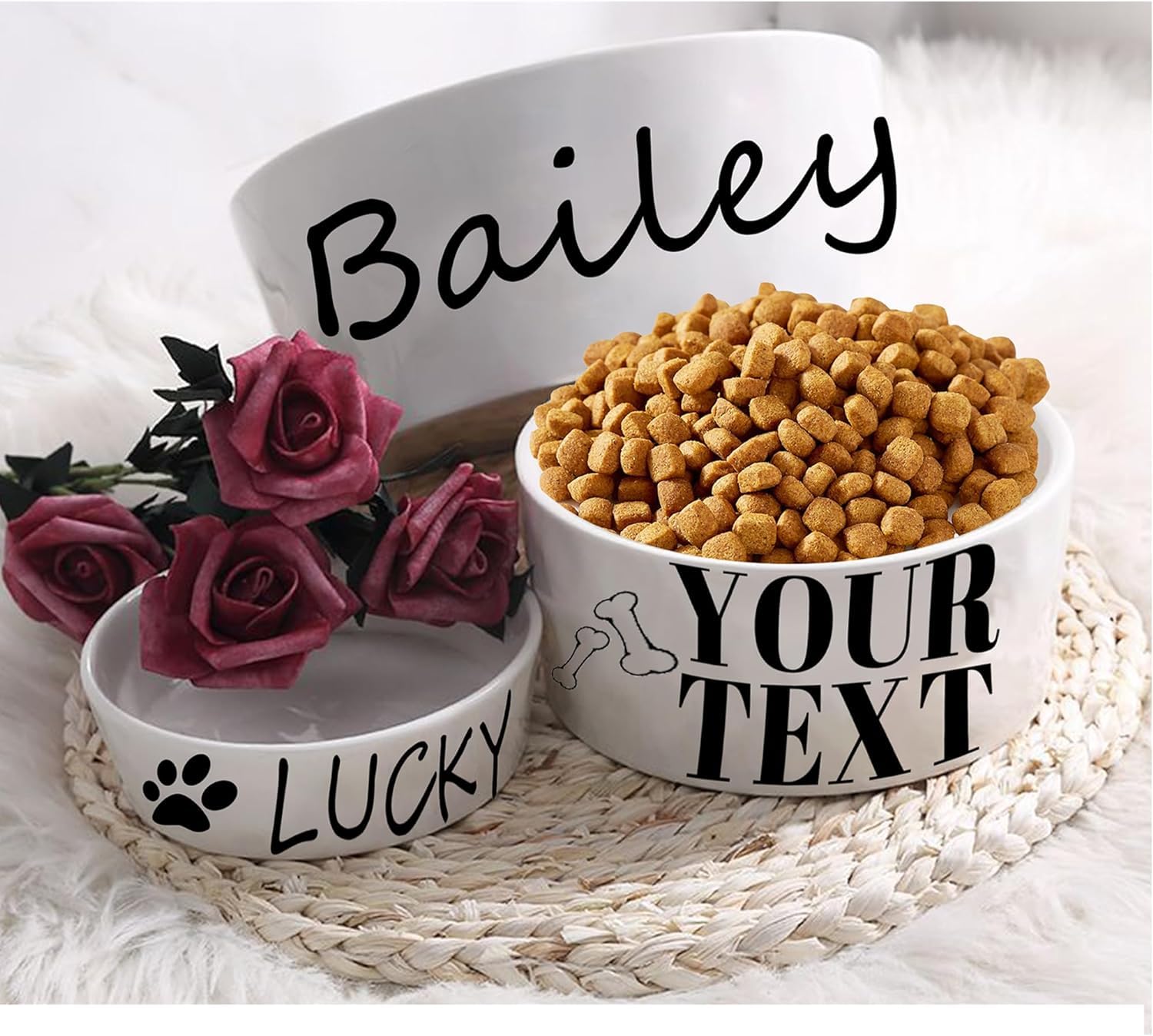 Personalized Dog Bowl Pet Owner Gifts Customizable Pet Name Your Pet’s Name Custom Pet Bowls for Dog, Cat, Puppy or Kitten Dish for Dry Wet Food or Water (S)