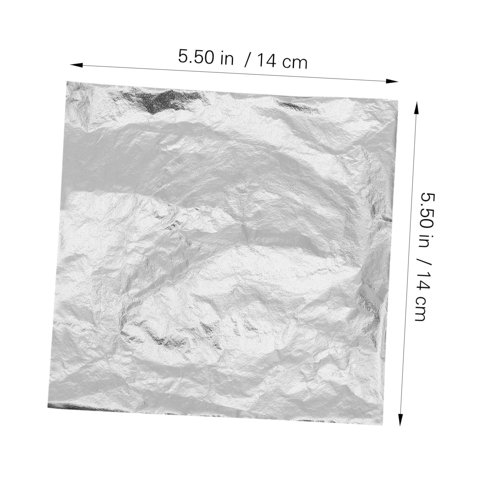 KONTONTY Metallic Silver Foil Paper 100pcs Imitation Gilding Sheets for Art Projects Decor 14x14cm